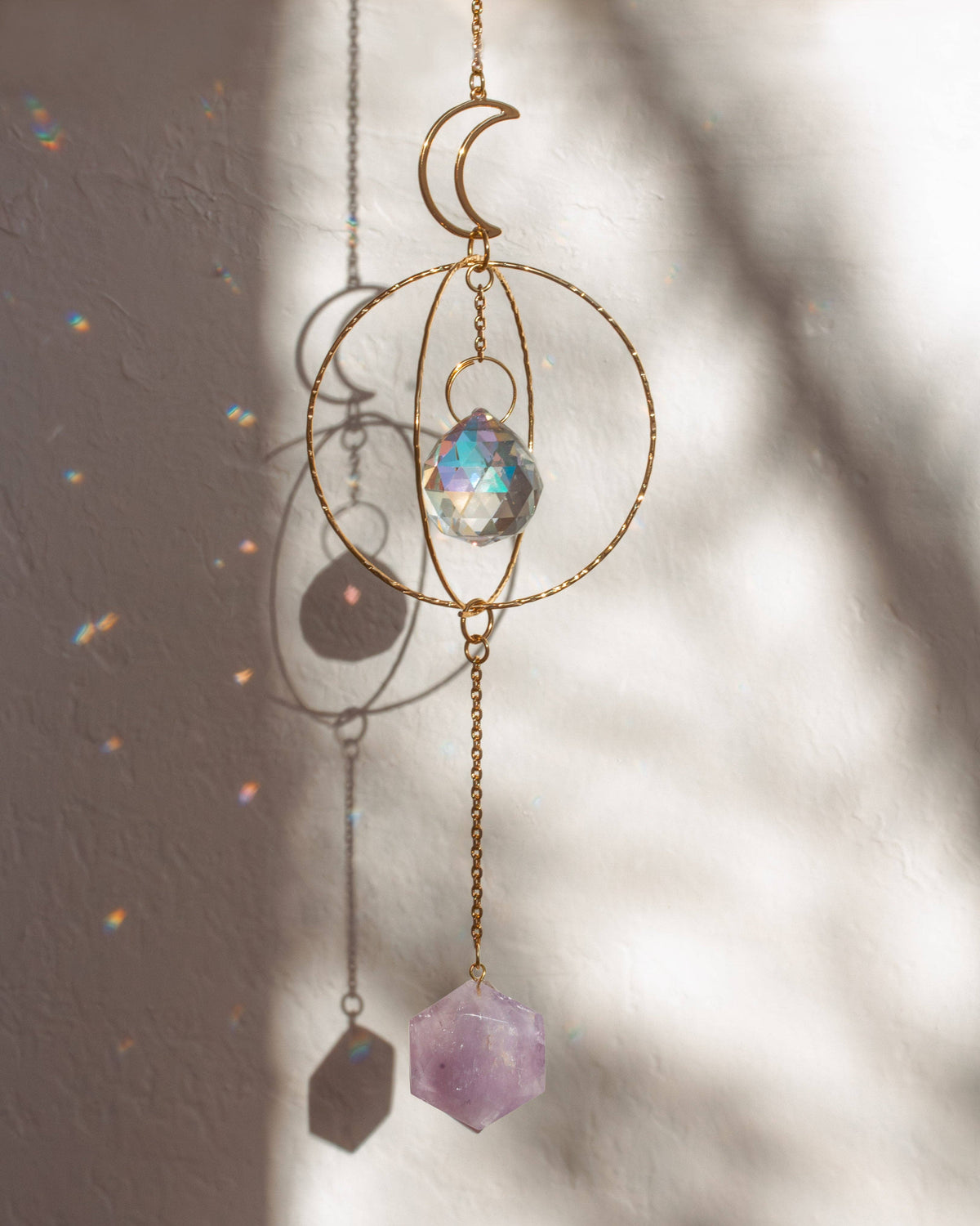 Amethyst Golden Moon Suncatcher