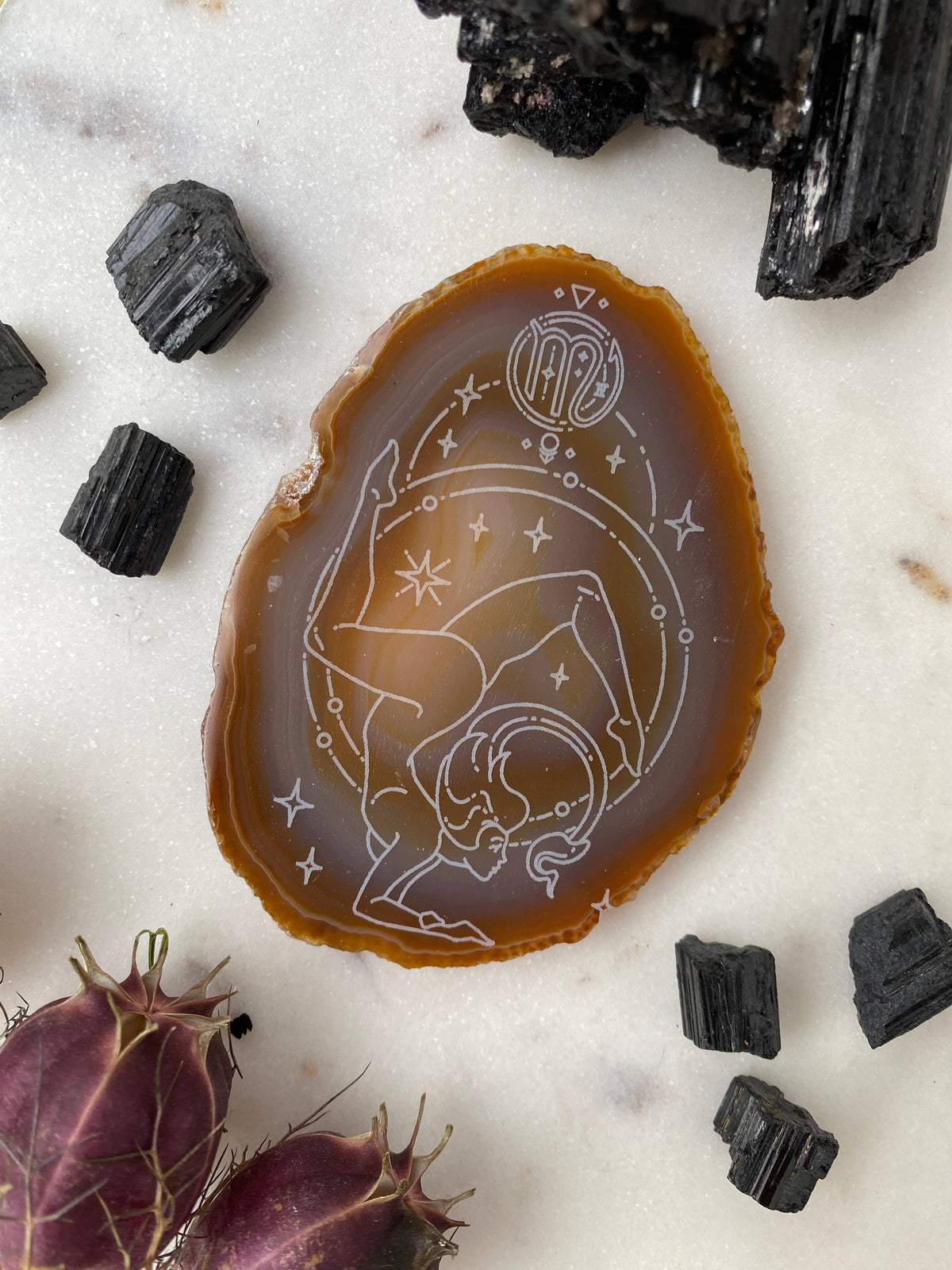Scorpio Zodiac Symbol Agate Slice