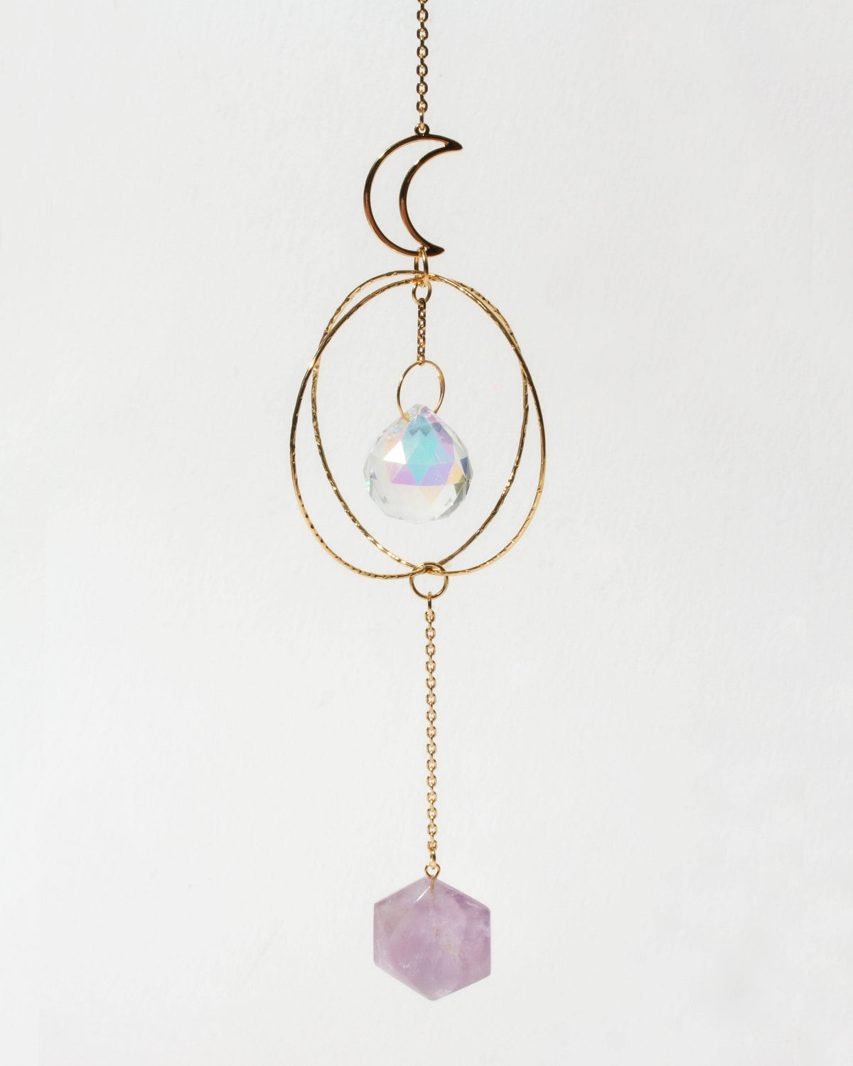 Amethyst Golden Moon Suncatcher