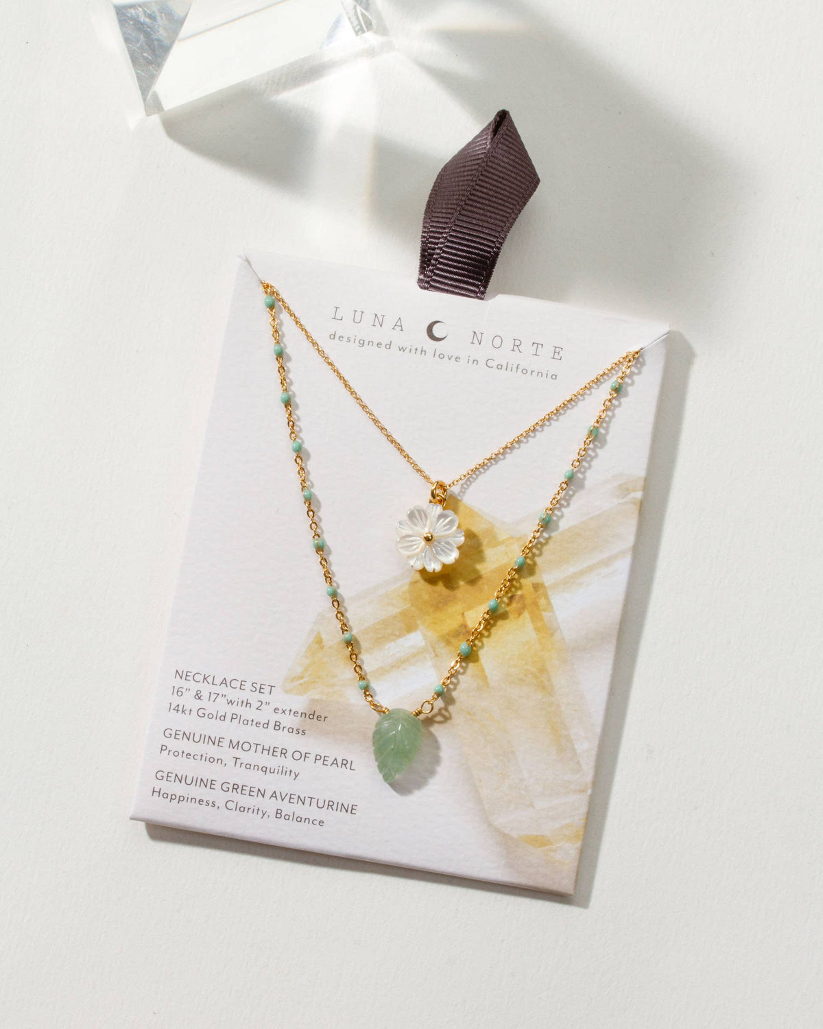 Blooming Layered Necklace Set w/ Green Aventurine