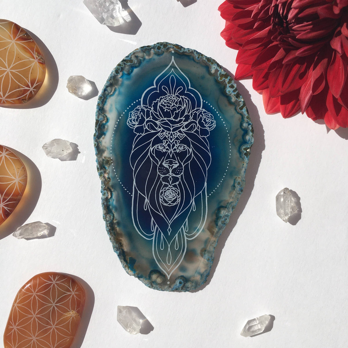 Leo Zodiac Symbol Agate Slice