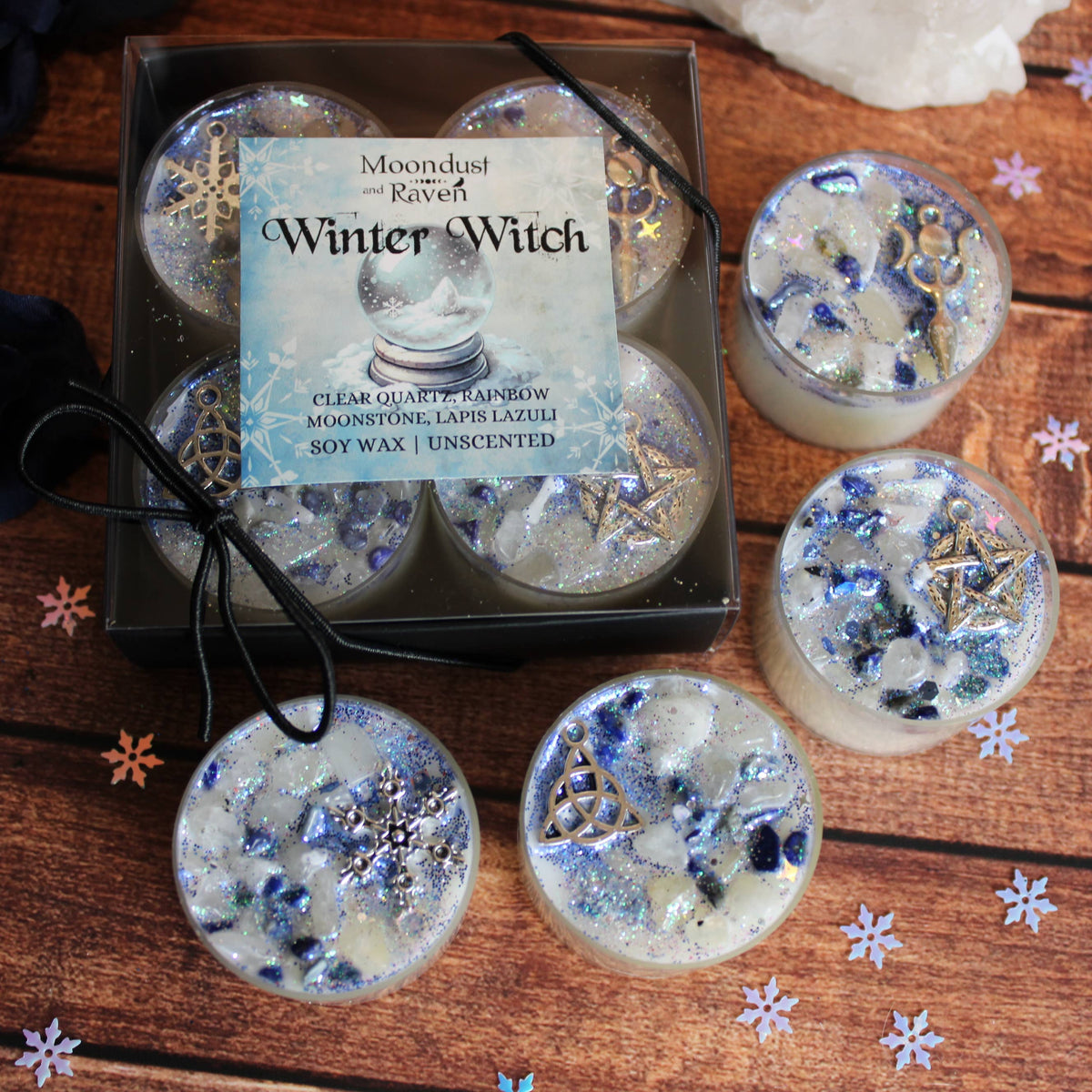 Winter Witch Tealight Crystal Candles