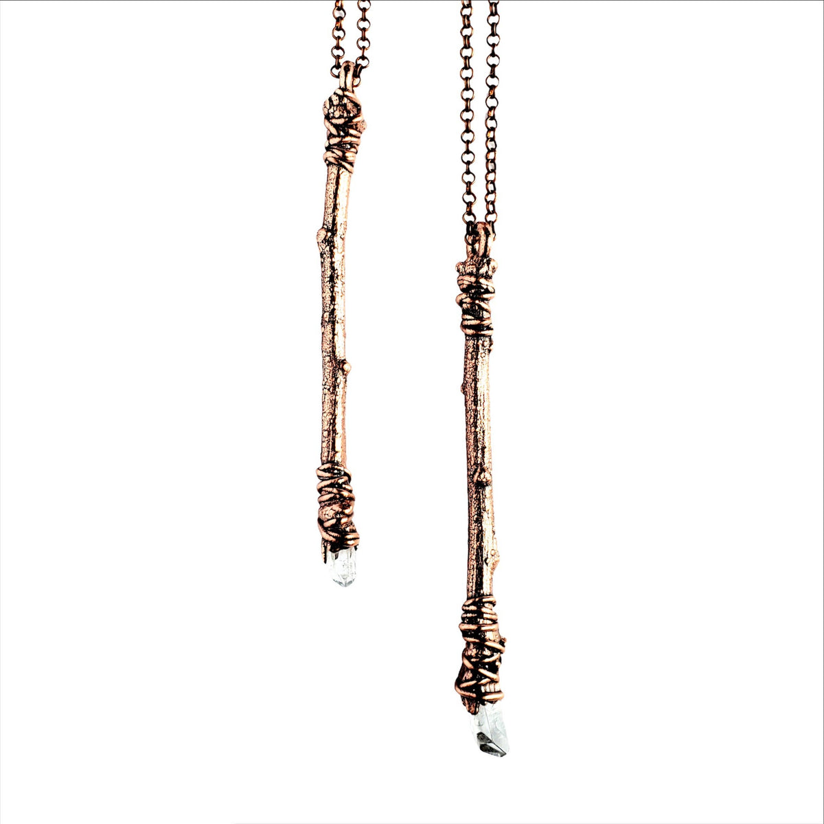 Clear Quartz Sticks &amp; Stones Wand Necklace