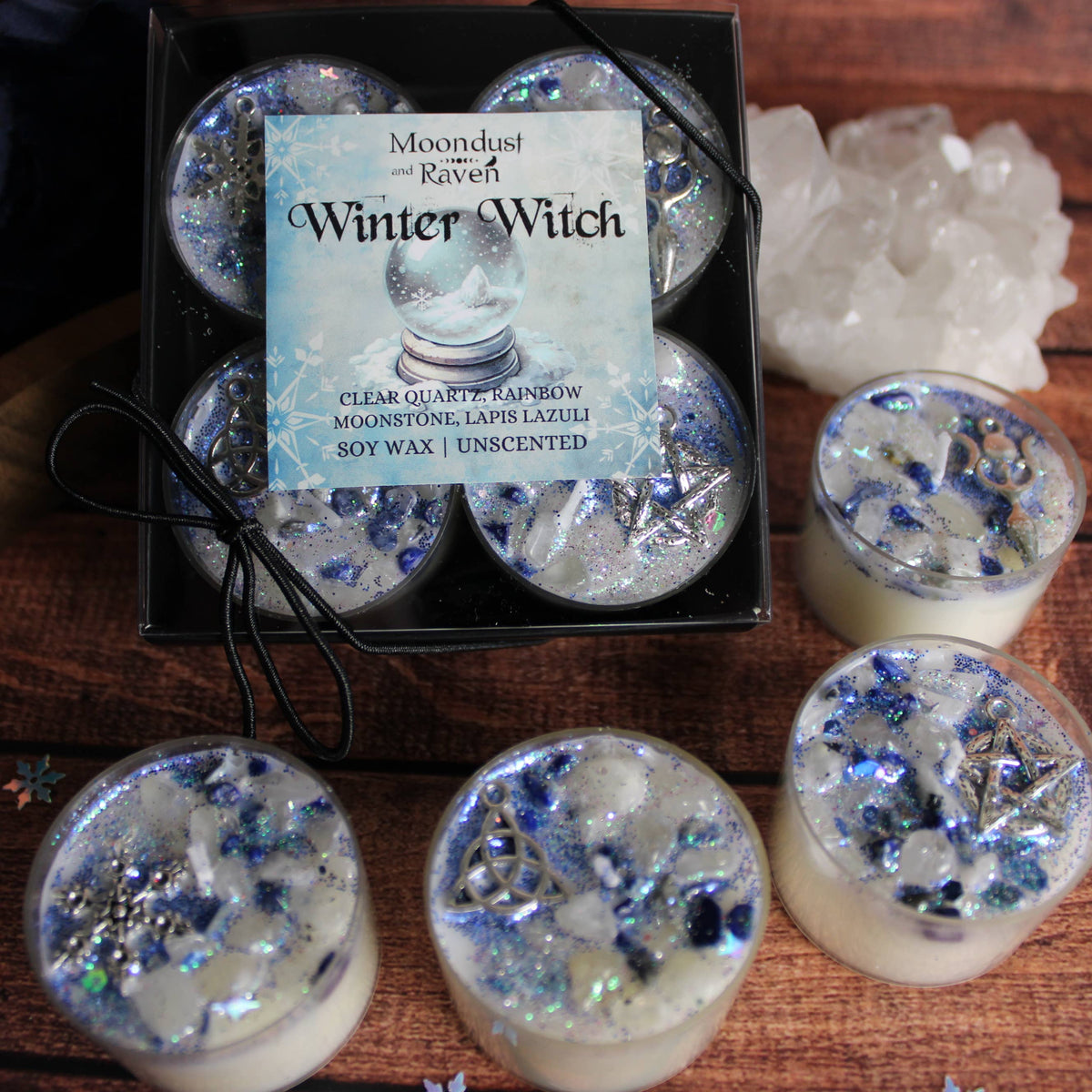 Winter Witch Tealight Crystal Candles