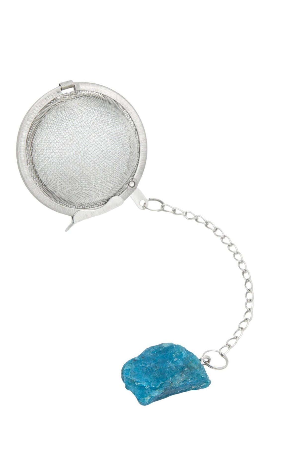 Crystal Tea Ball Infuser/Strainer - Raw Blue Apatite