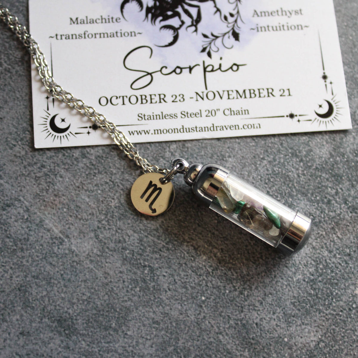 Scorpio Crystal Vial Necklace
