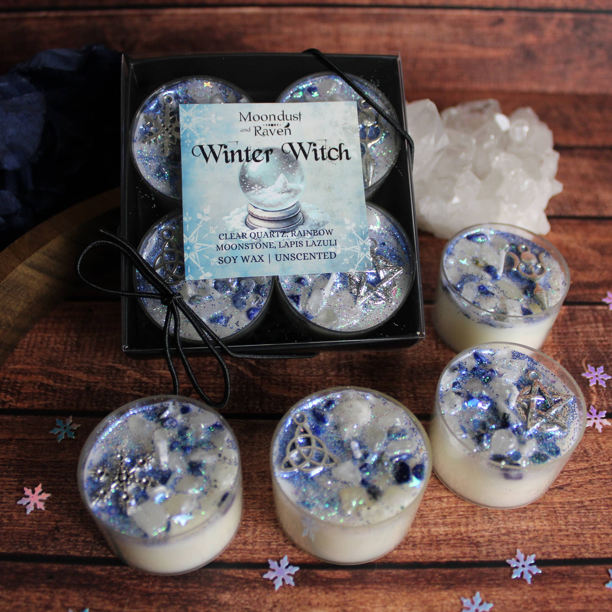 Winter Witch Tealight Crystal Candles