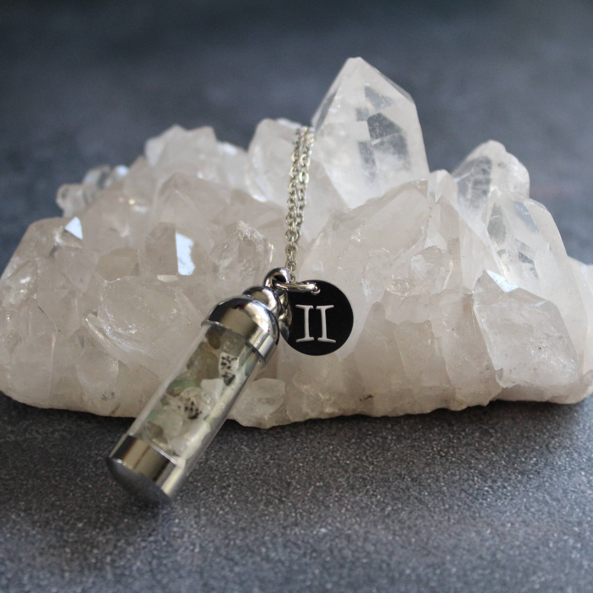 Gemini Crystal Vial Necklace