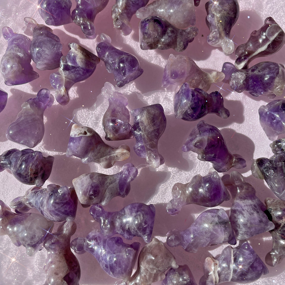 Amethyst Bunny Rabbit Carvings - Mini