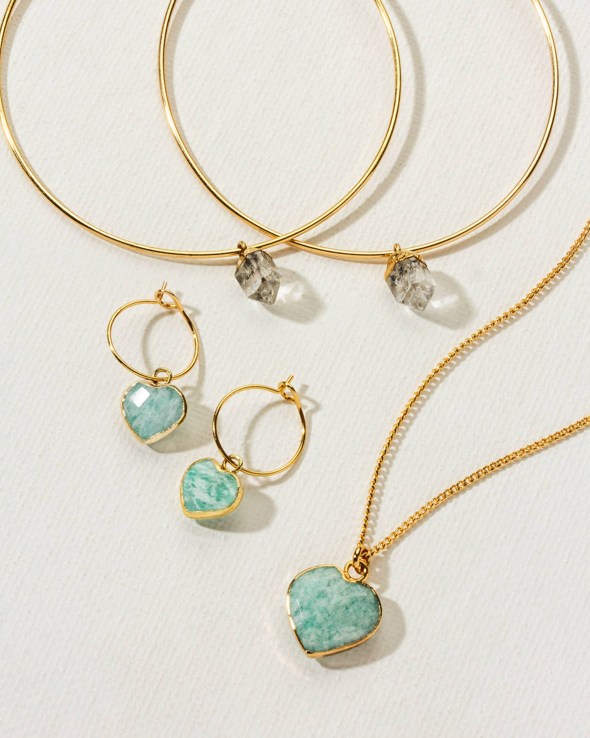 Amazonite Heart Mini Hoop Earrings