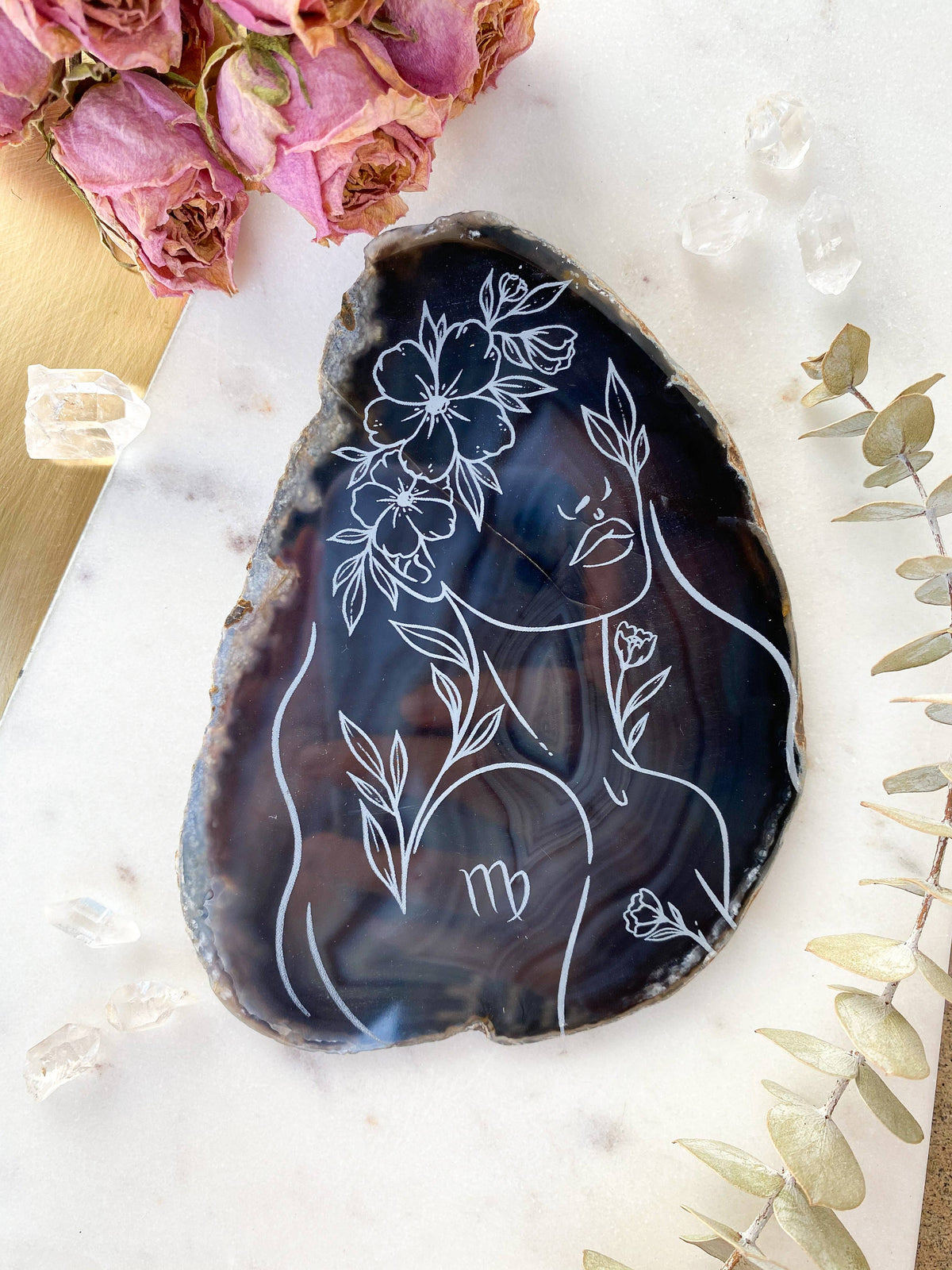 Virgo Zodiac Symbol Agate Slice