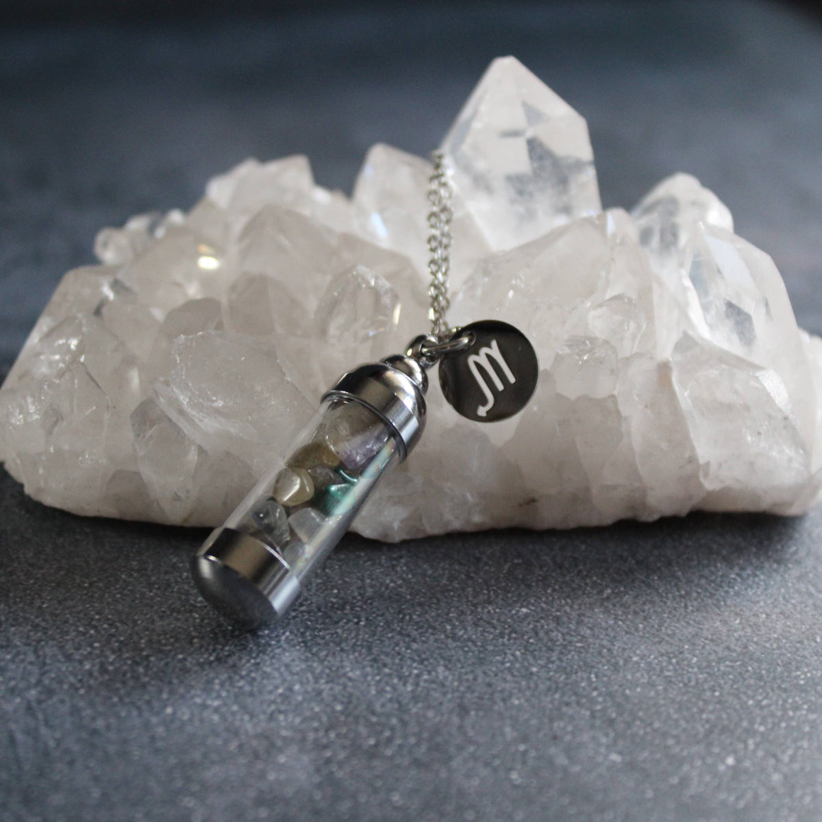 Scorpio Crystal Vial Necklace