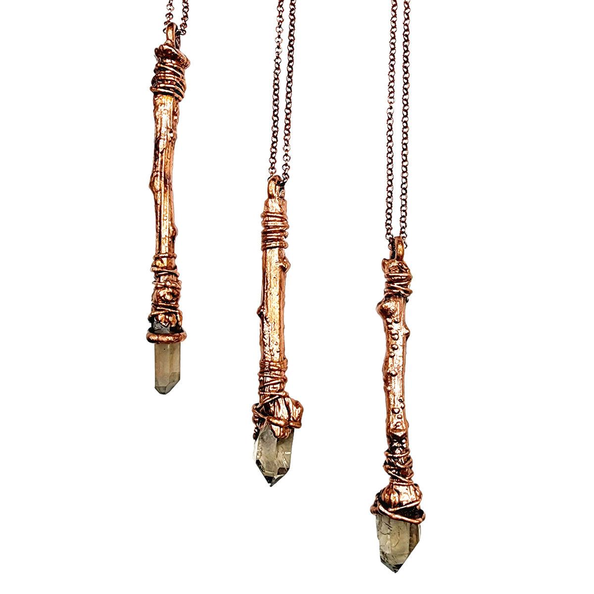 Smoky Quartz Sticks &amp; Stones Wand Necklace