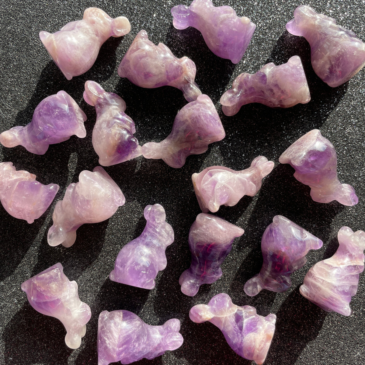Amethyst Bunny Rabbit Carvings - Mini