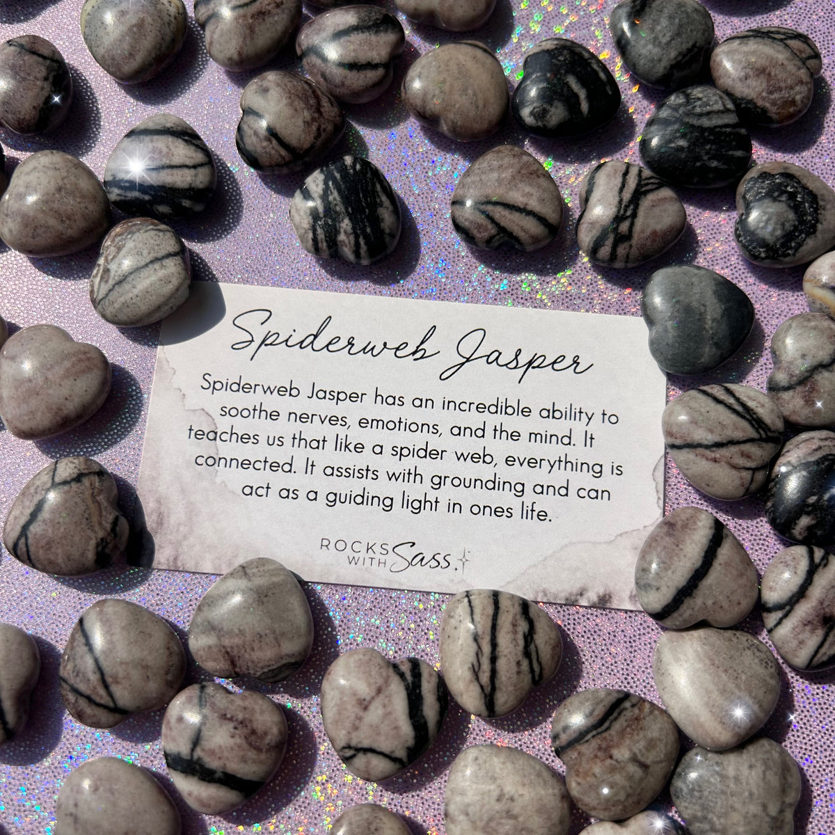 Spiderweb Jasper Hearts - Mini