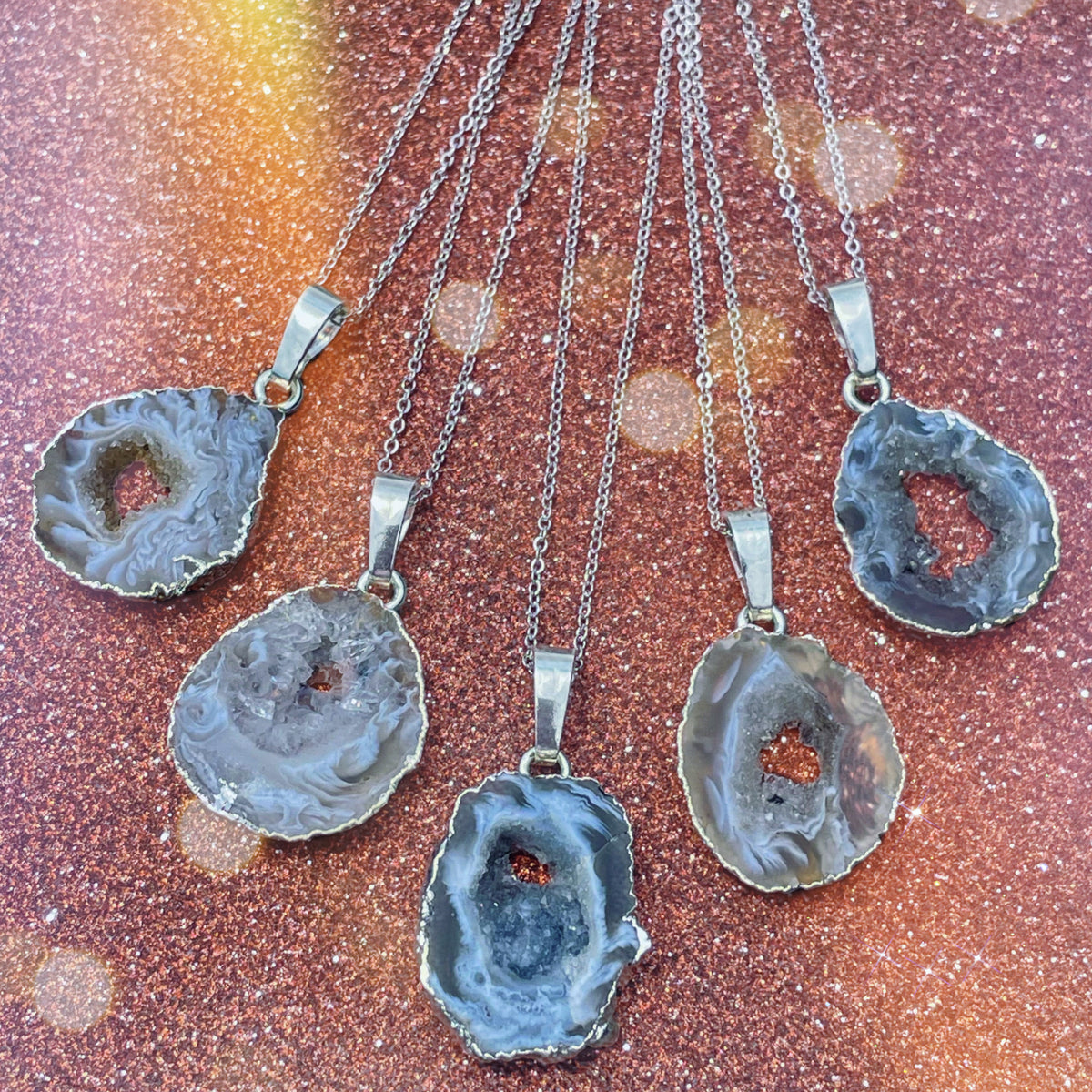 Dainty Agate Geode Necklace