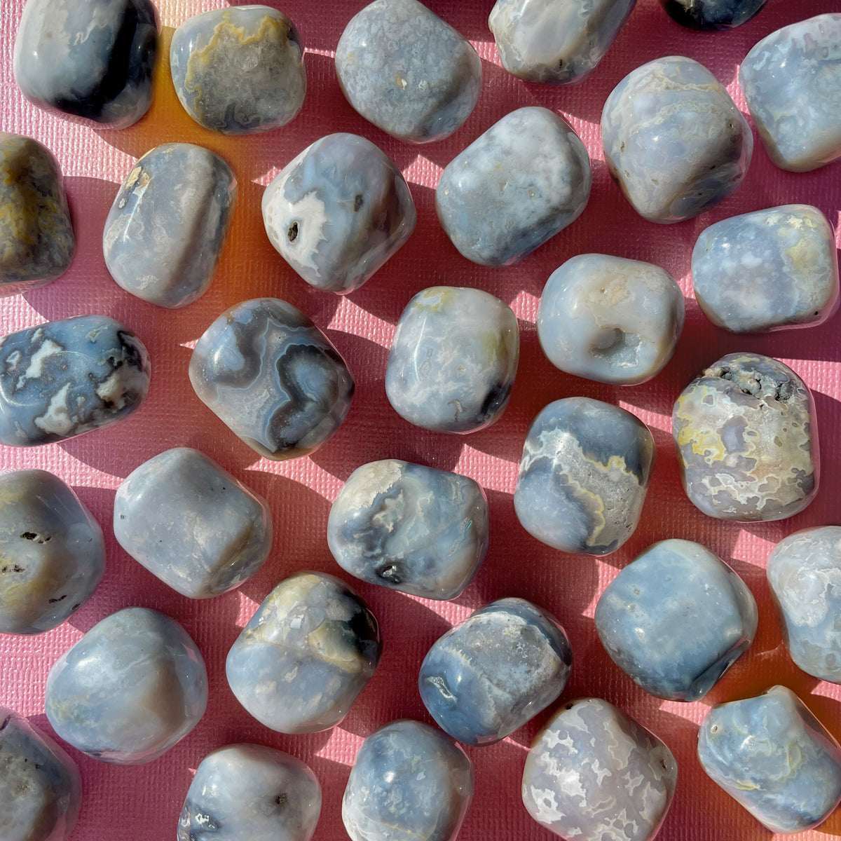 Blue Plume Agate Pocket Stones