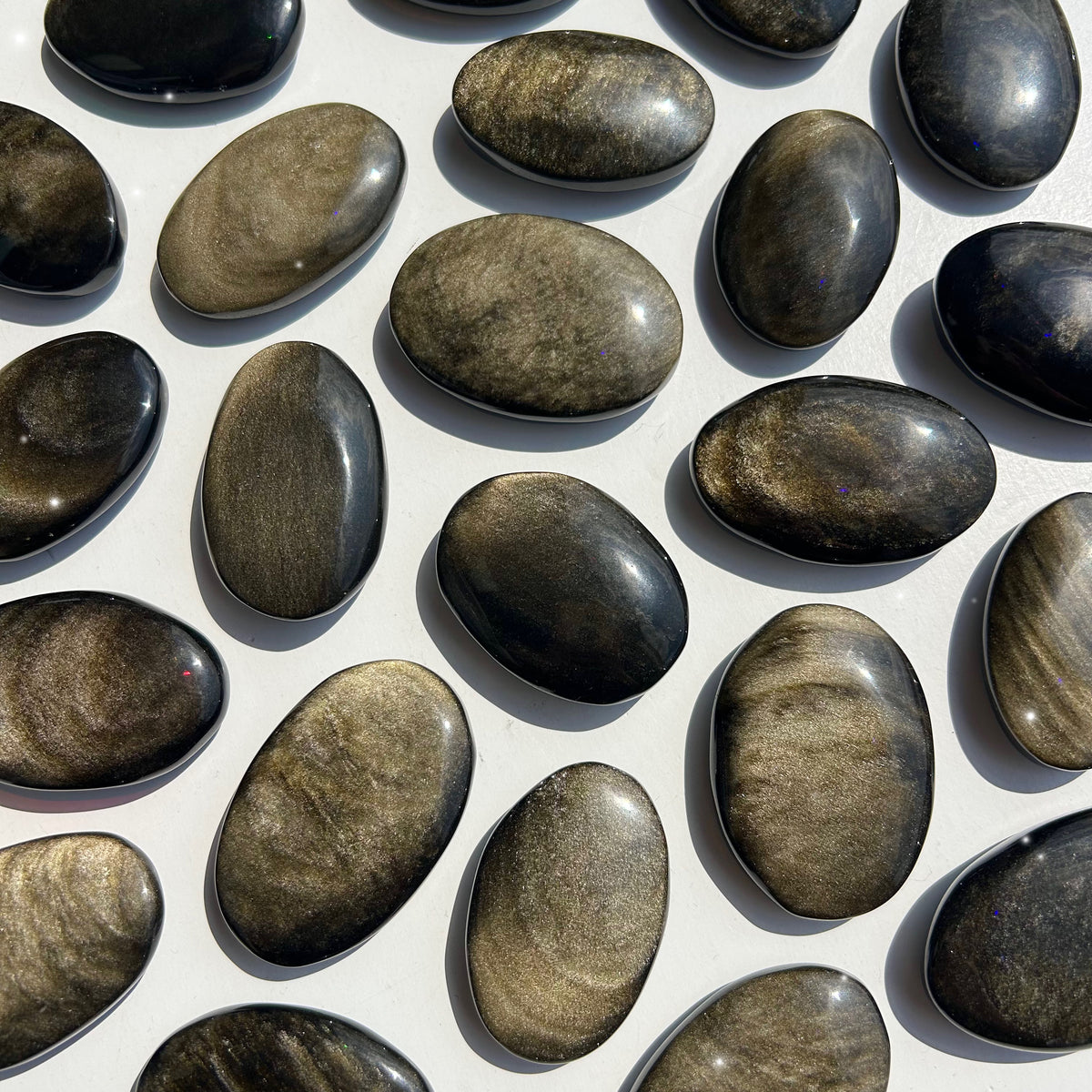 Gold Sheen Obsidian Palm Stones