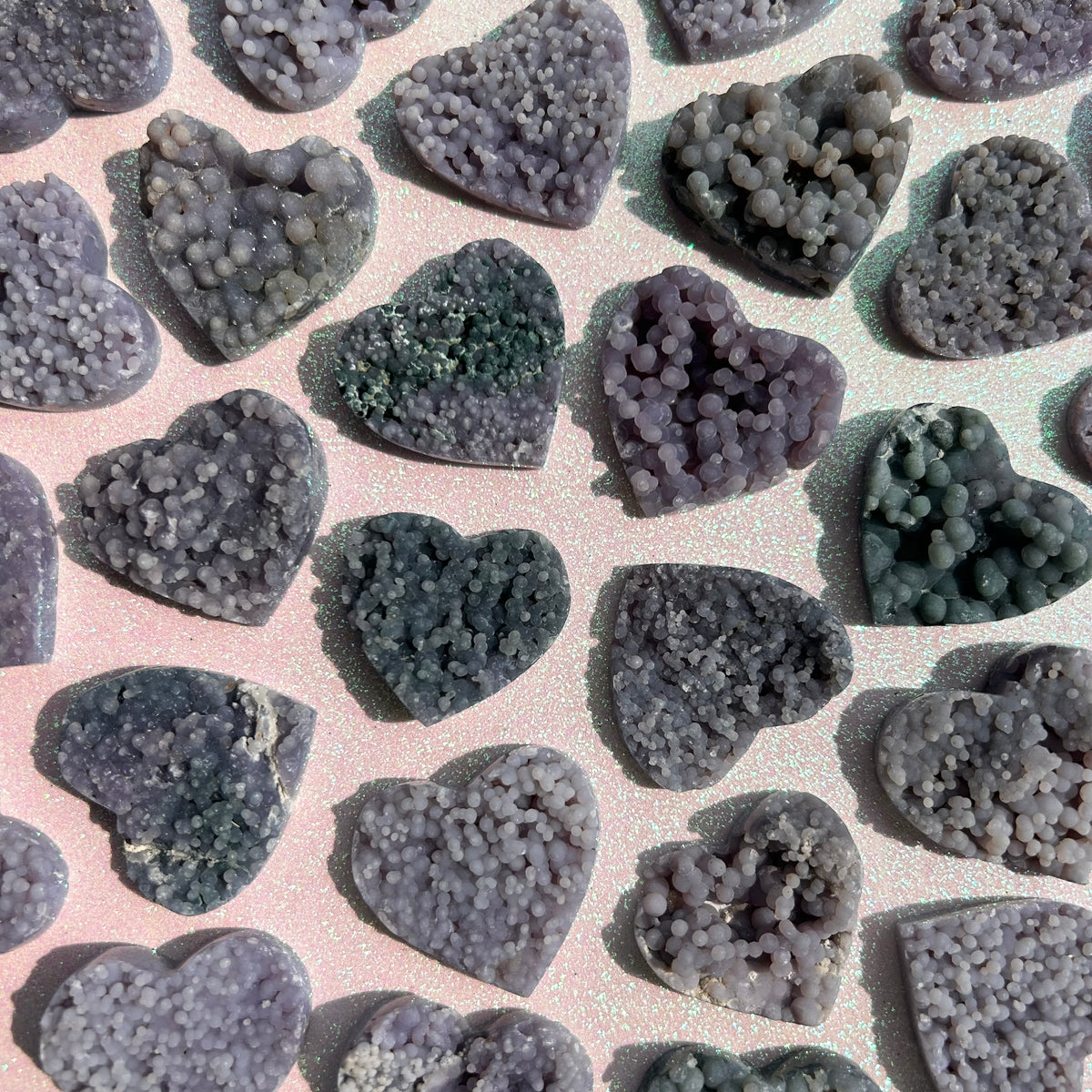 Grape Agate Hearts (Flat Backed)