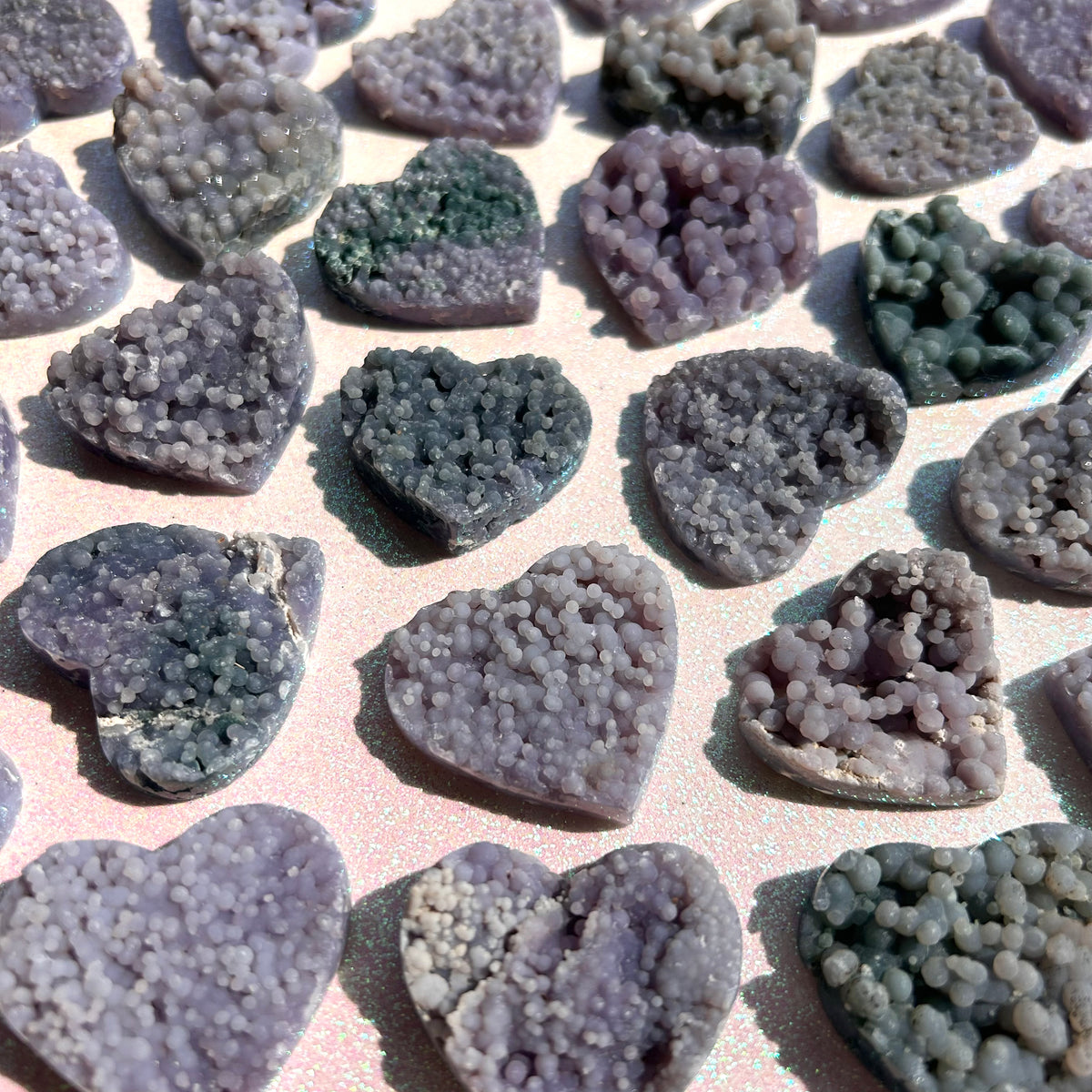 Grape Agate Hearts (Flat Backed)