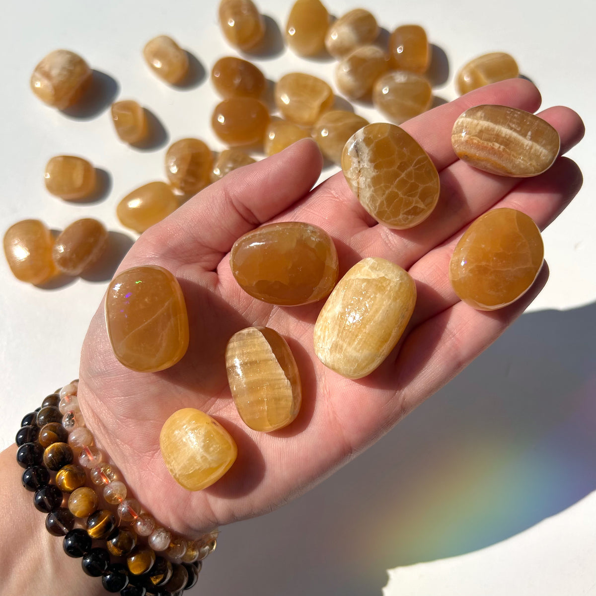 Honey Calcite Tumbled Pocket Stones