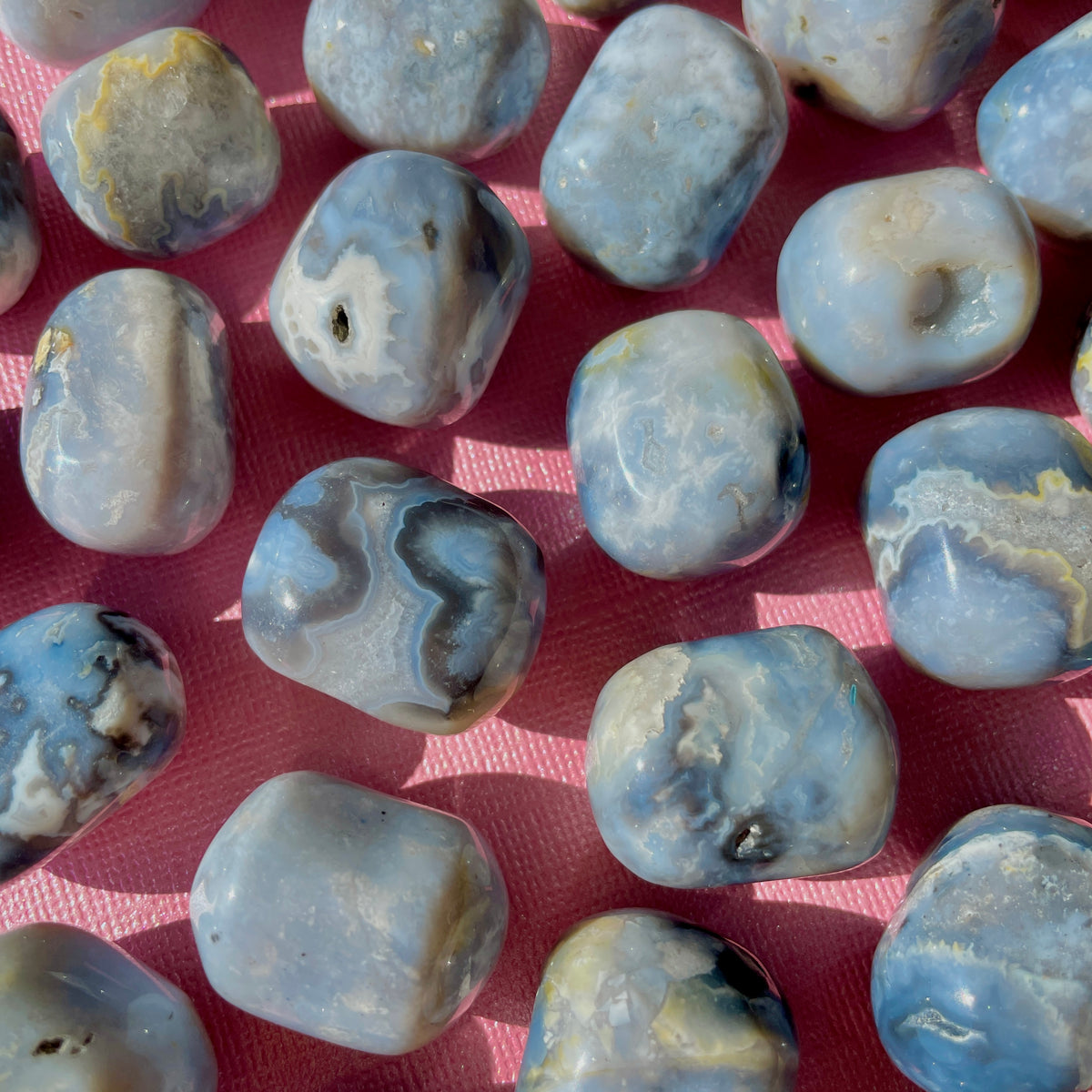 Blue Plume Agate Pocket Stones
