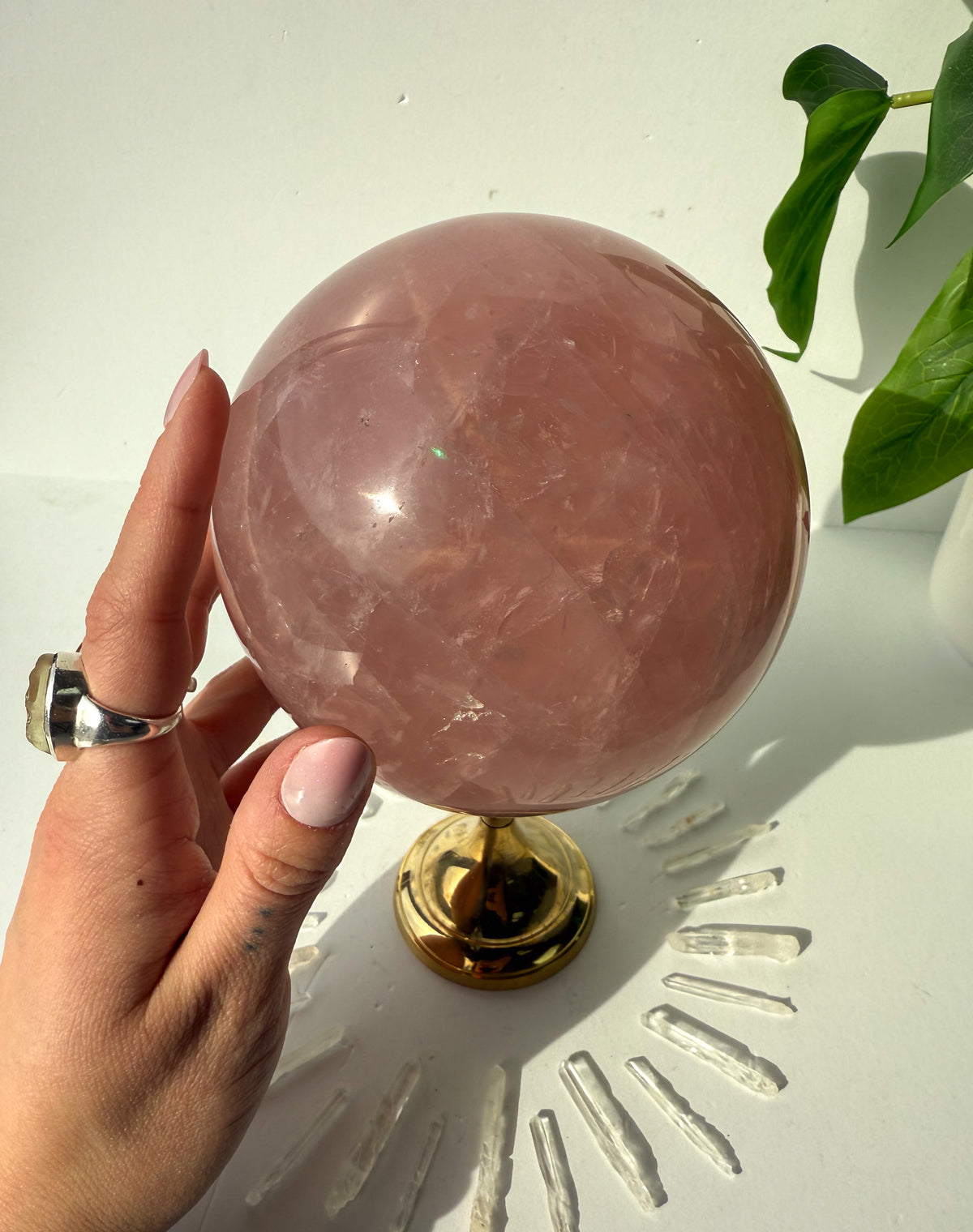 Rose Quartz Statement Sphere - M