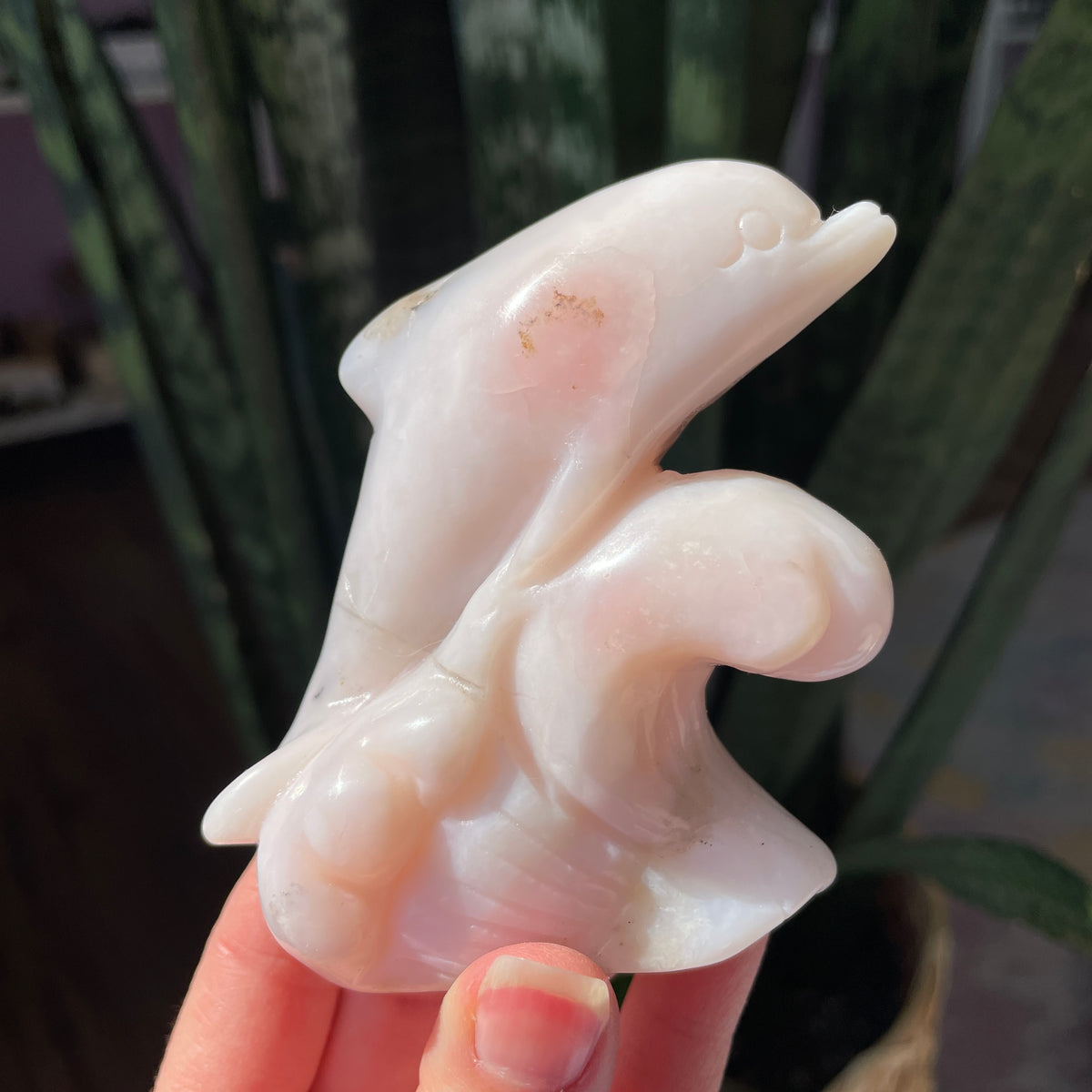 Pink Opal Dolphin Carving