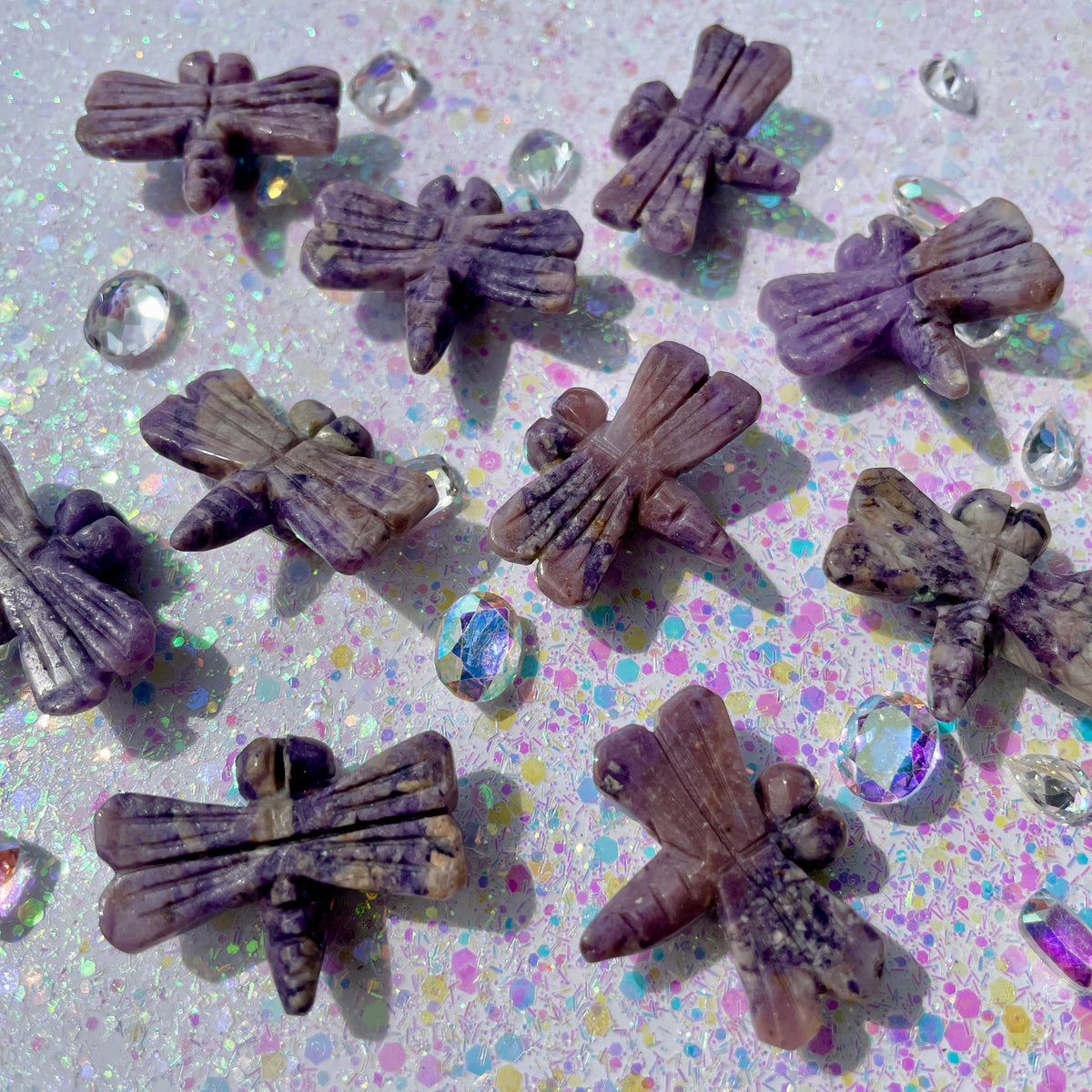 Purple Opal Dragonfly Carvings - Mini