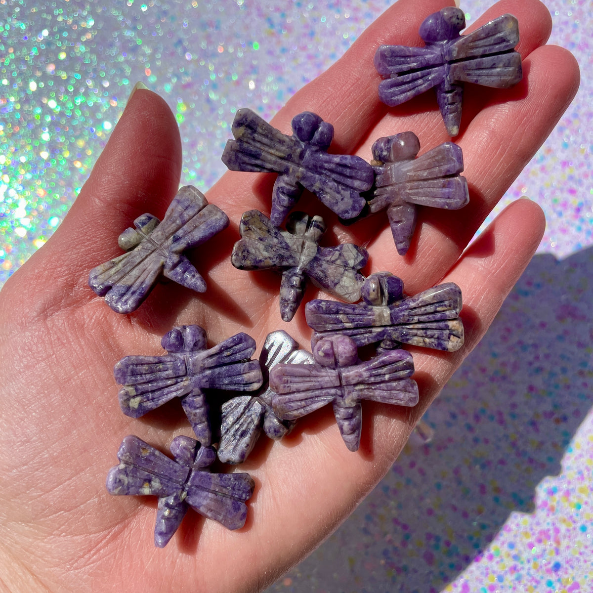 Purple Opal Dragonfly Carvings - Mini