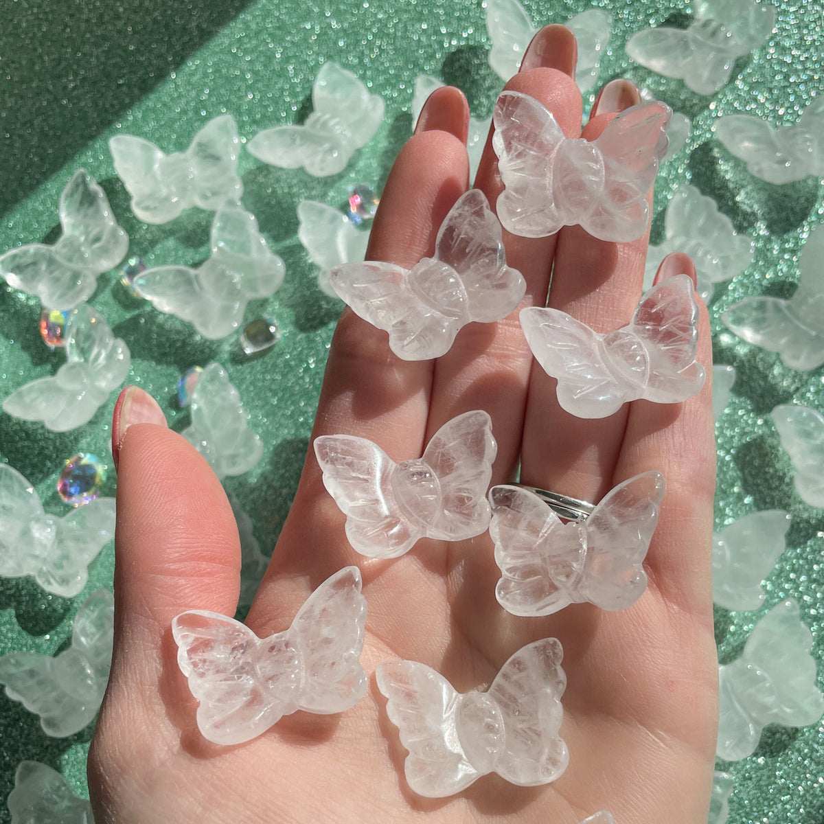 Clear Quartz Butterfly Carvings