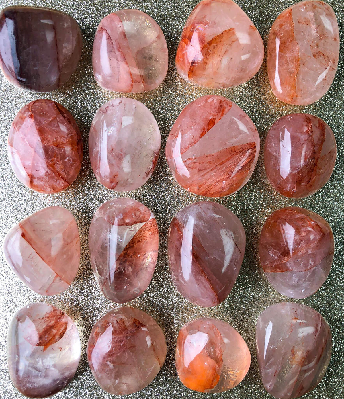 Hematoid Quartz Palm Stones