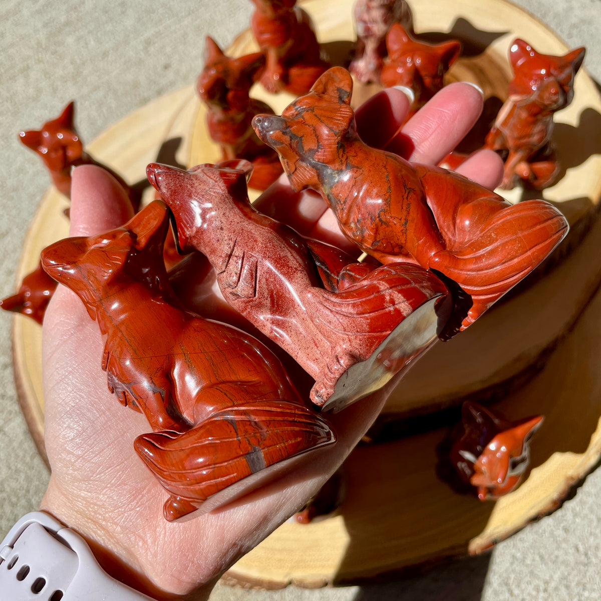 Red Jasper Fox Carvings