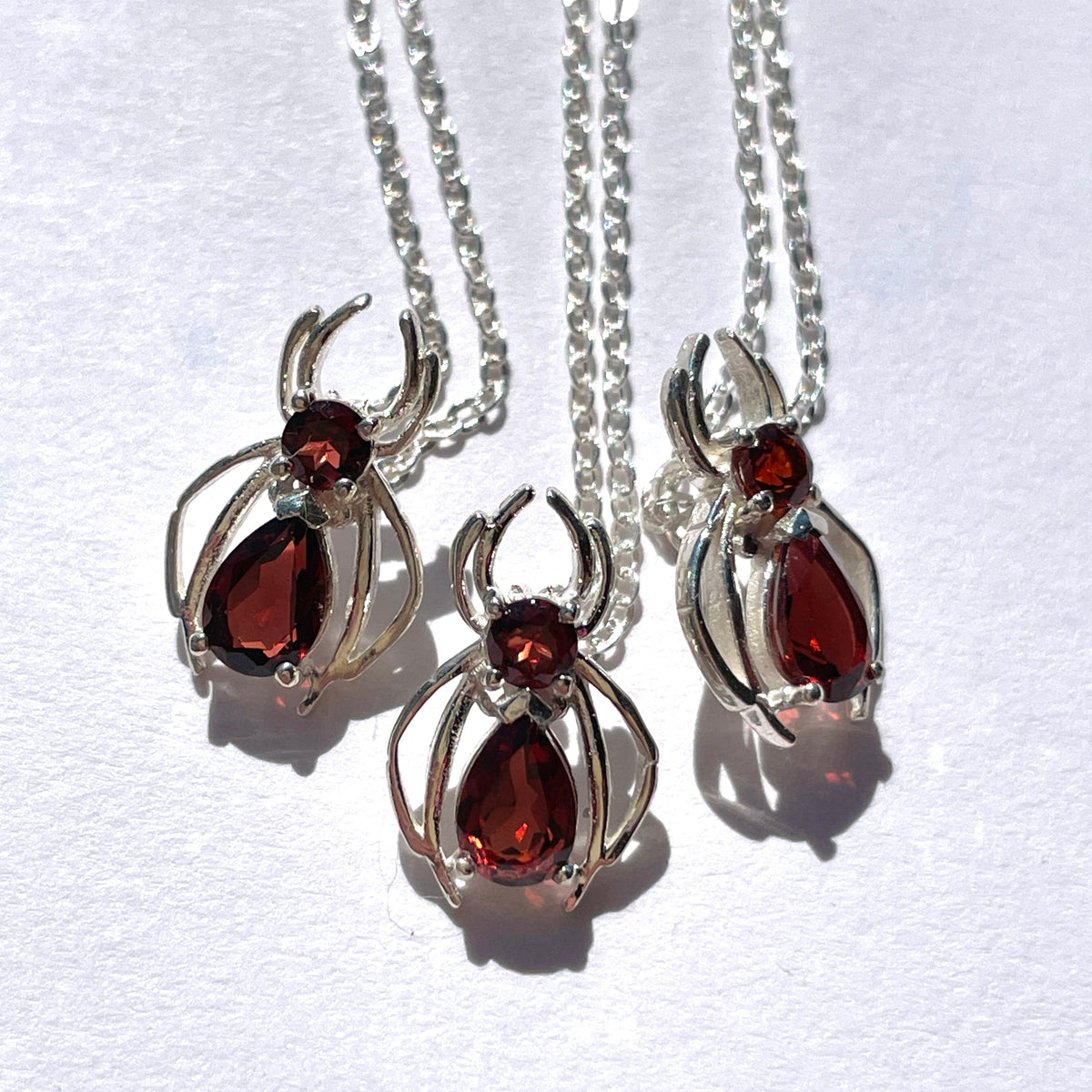 Garnet Spider Pendant Necklace