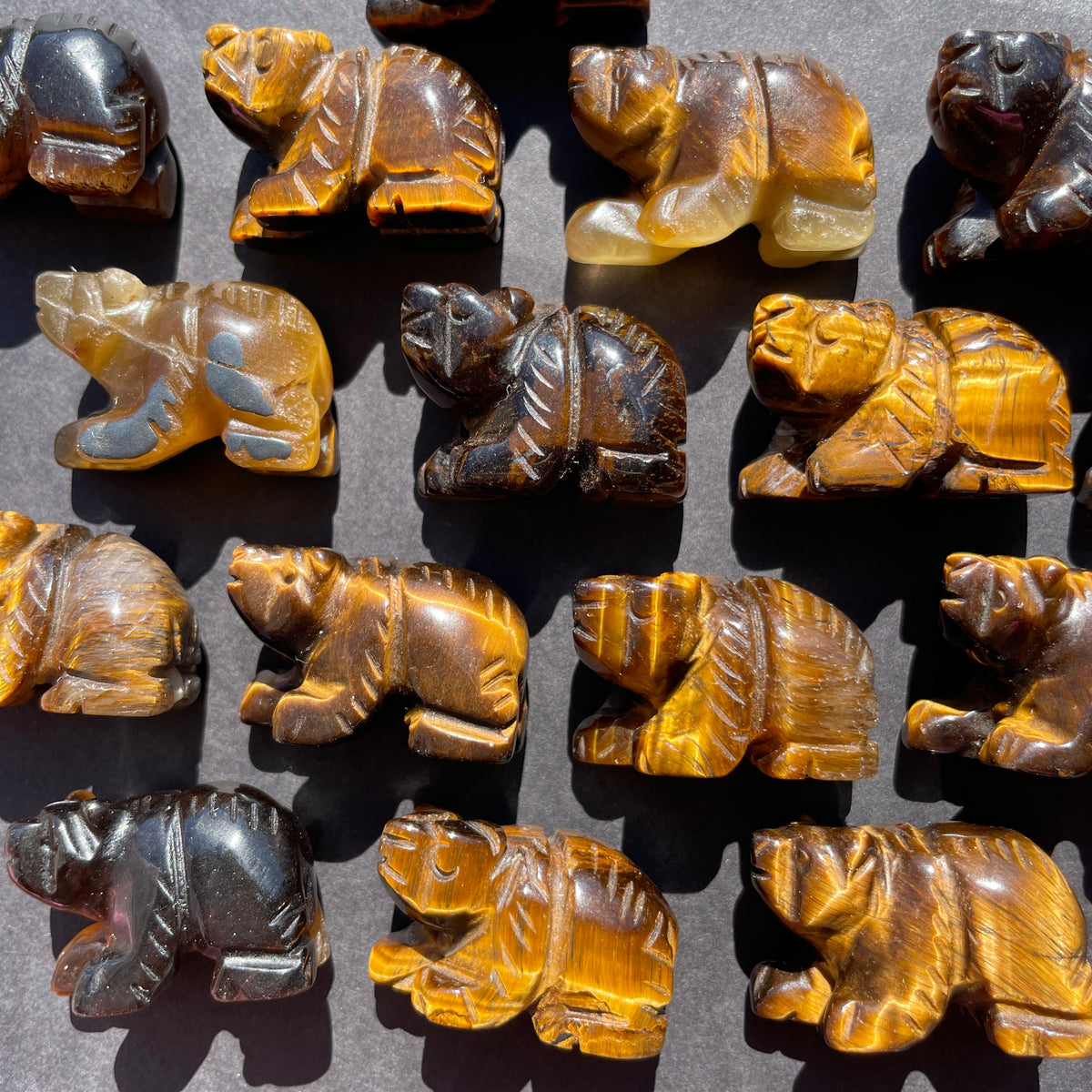 Tiger's Eye Bear Carvings - Mini
