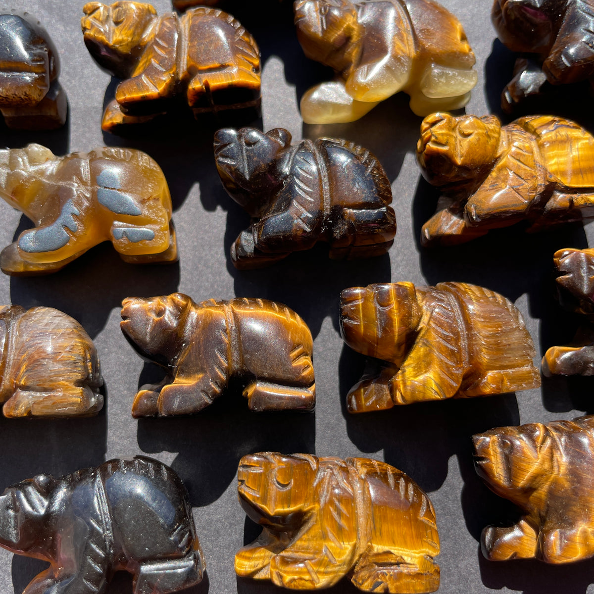 Tiger's Eye Bear Carvings - Mini