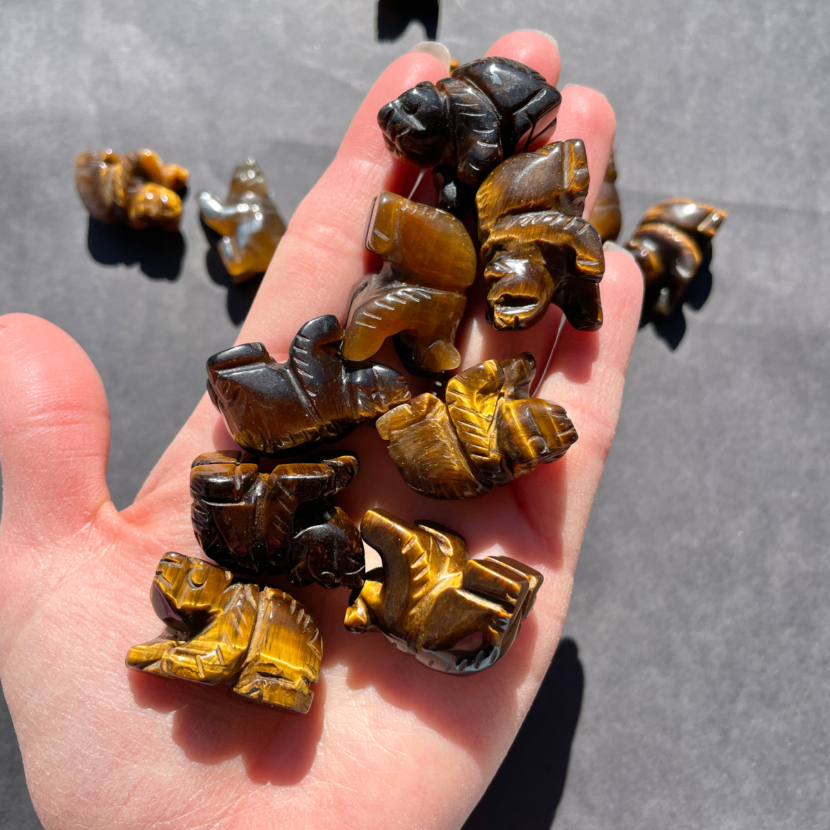 Tiger's Eye Bear Carvings - Mini