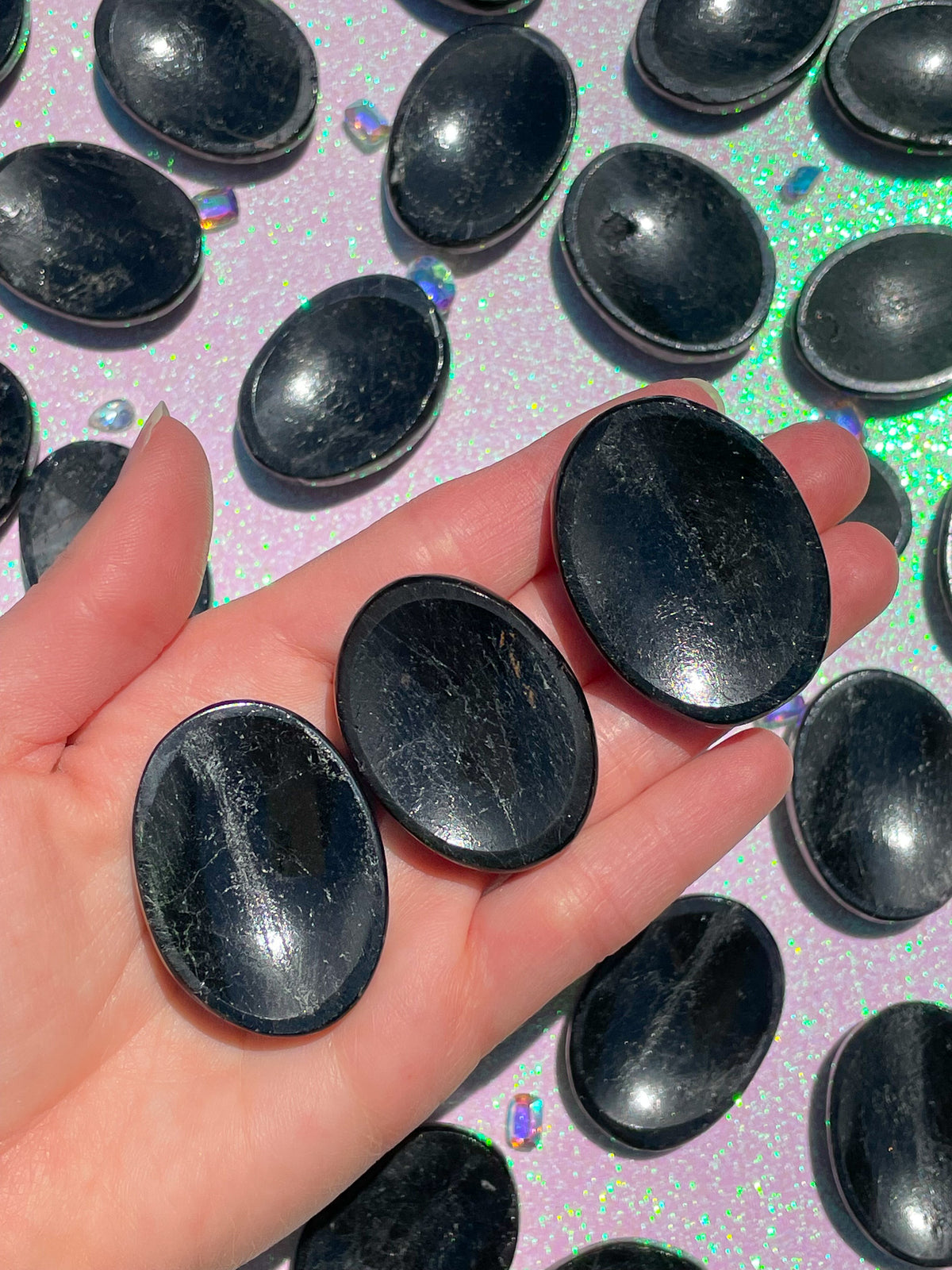 Black Tourmaline Thumb Stones