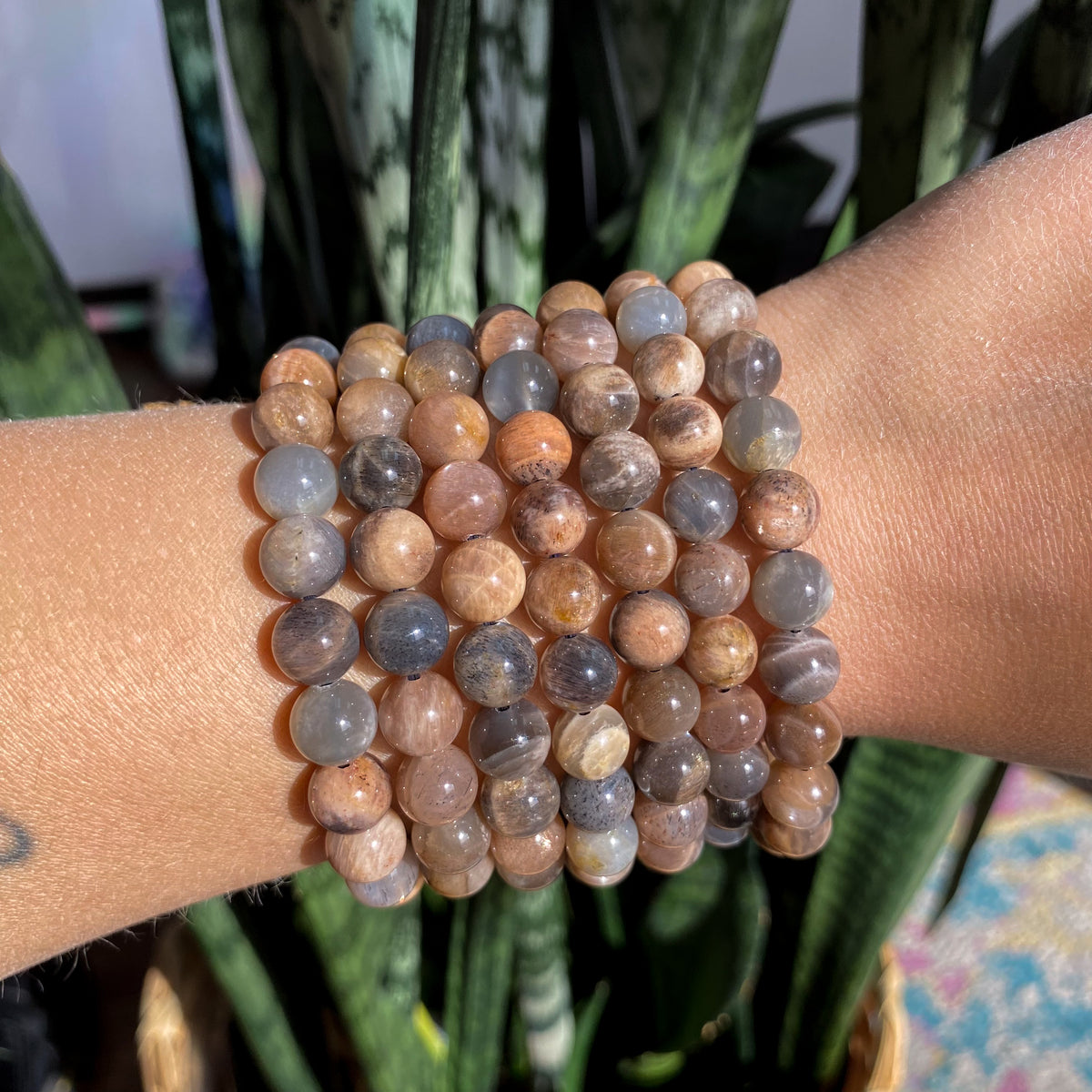 Black Moonstone &amp; Sunstone Bracelet