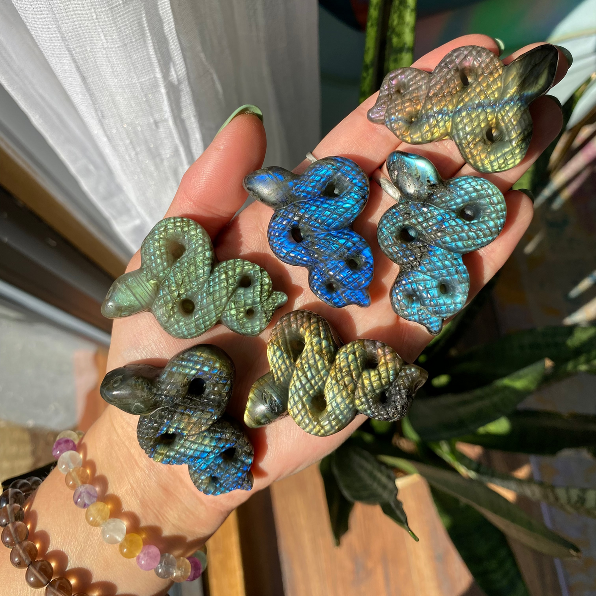 Labradorite Snake Carvings
