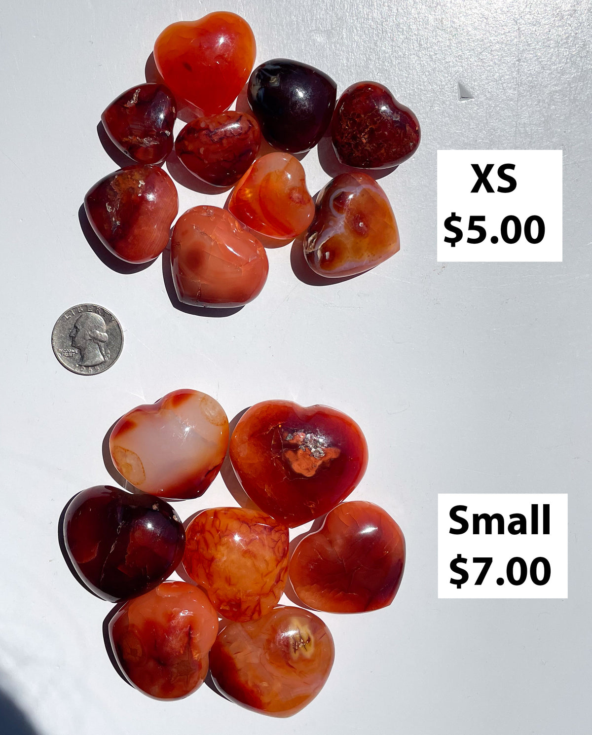 Small Carnelian Hearts