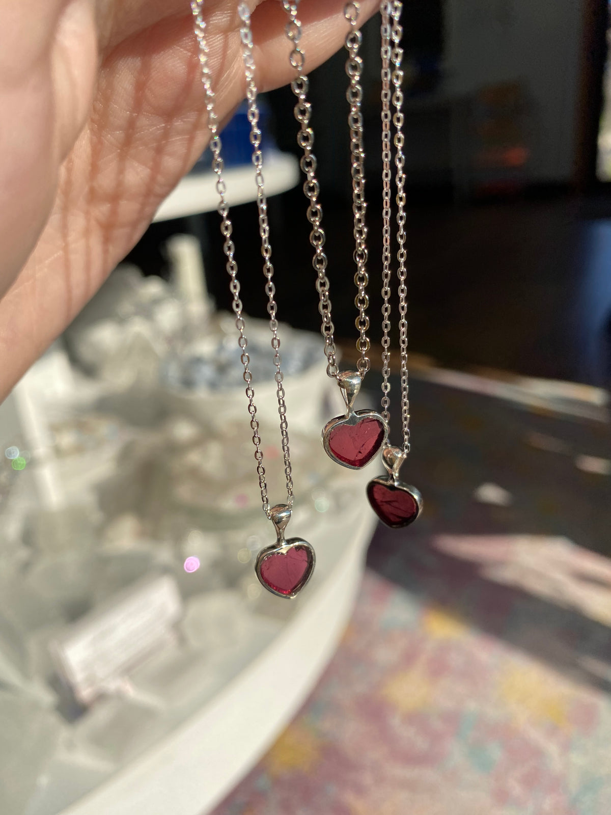 Garnet Heart Pendant Necklace