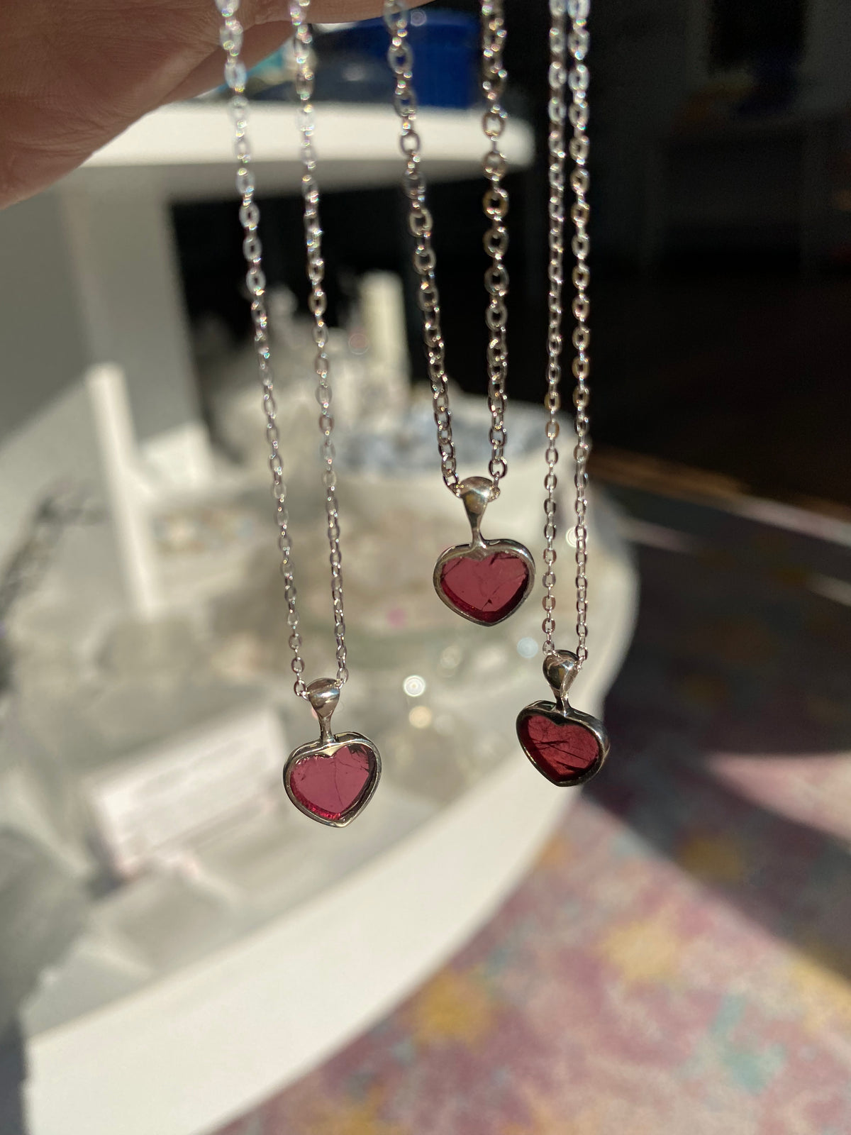 Garnet Heart Pendant Necklace