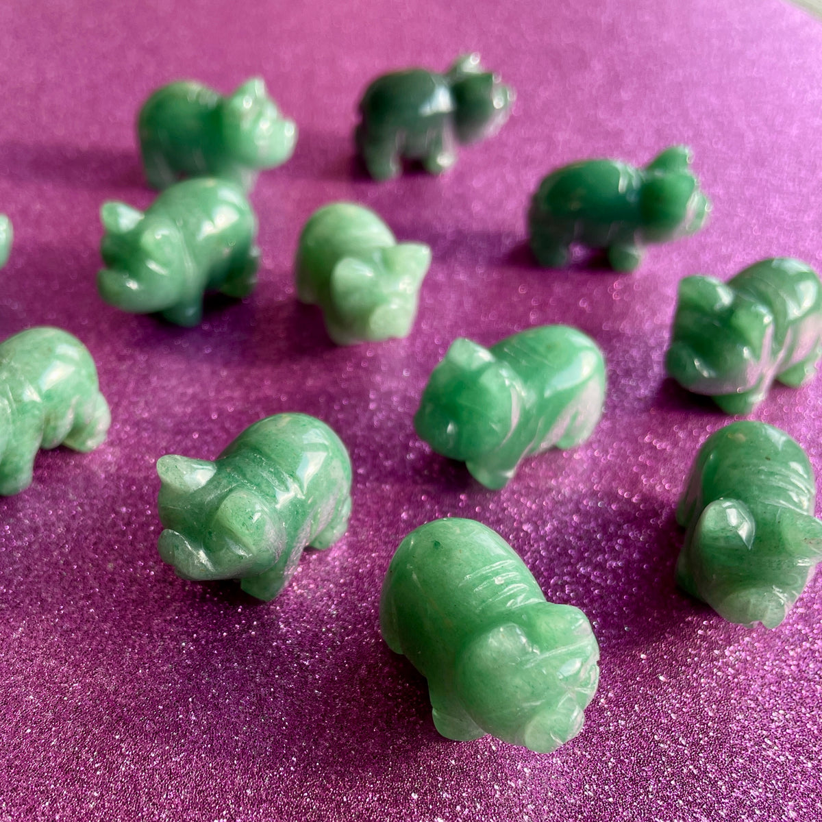 Green Aventurine Pig Carvings - Mini
