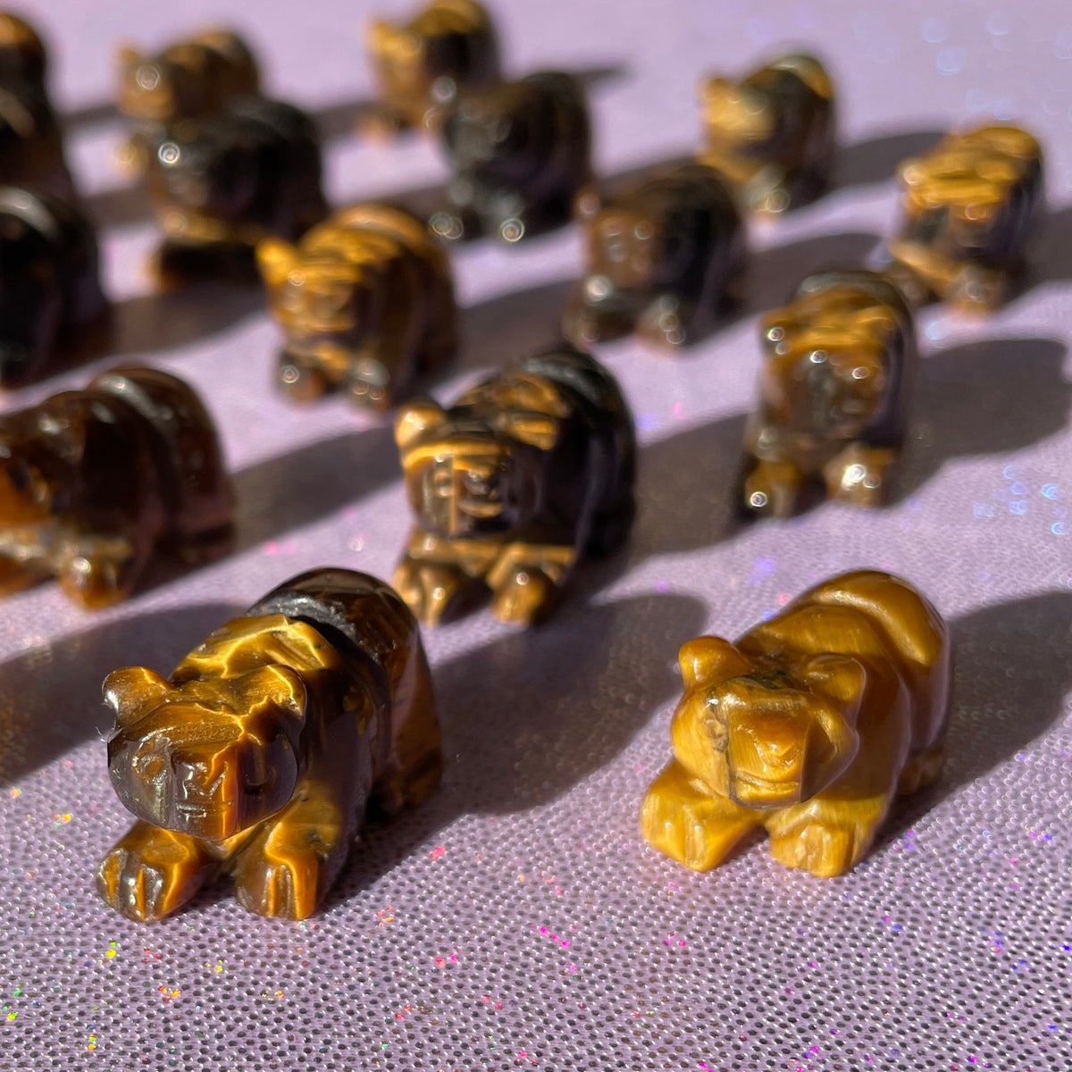 Tiger's Eye Bear Carvings - Mini