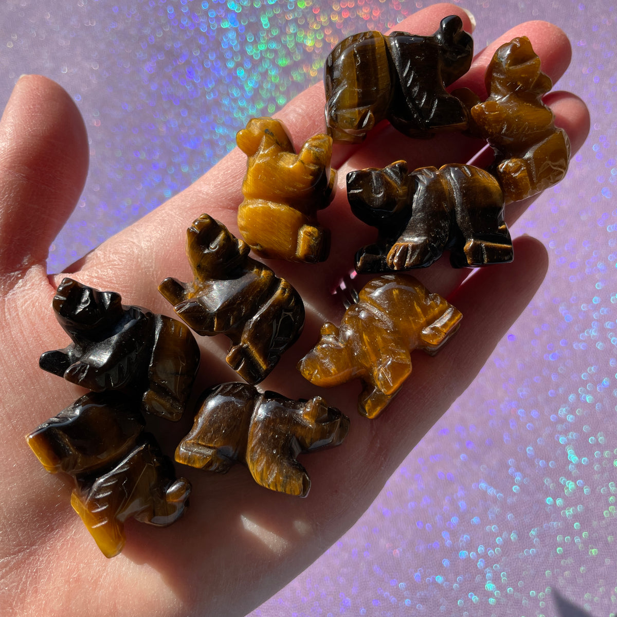 Tiger's Eye Bear Carvings - Mini