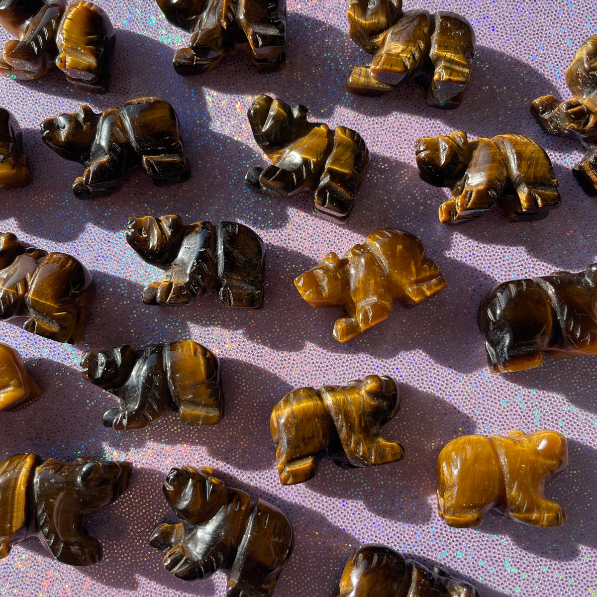 Tiger's Eye Bear Carvings - Mini