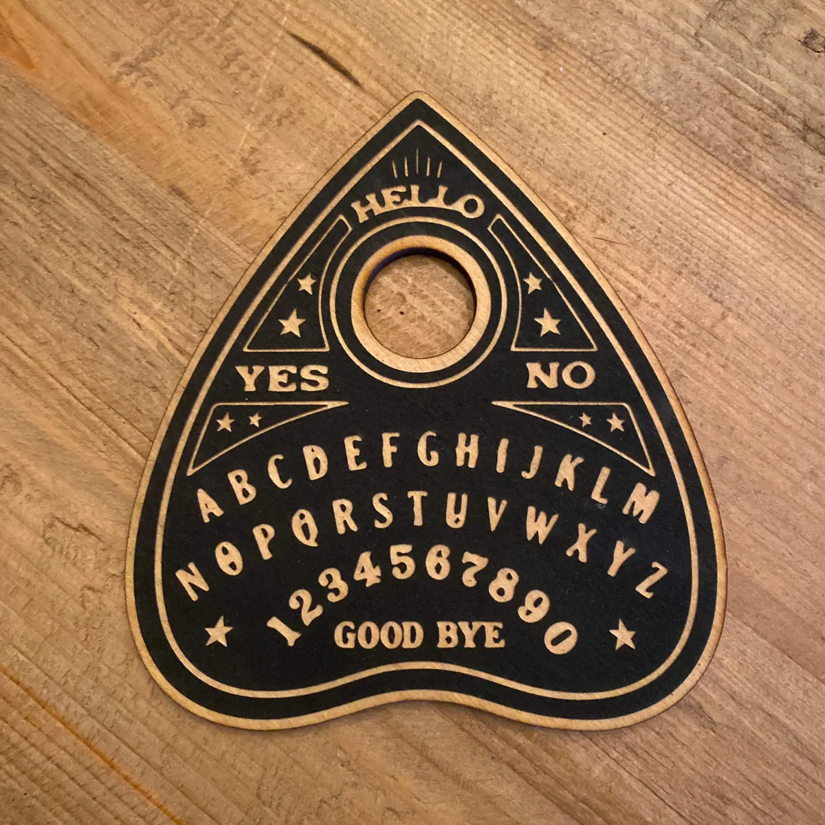 Black Planchette Pendulum Board &amp; Sphere Holder