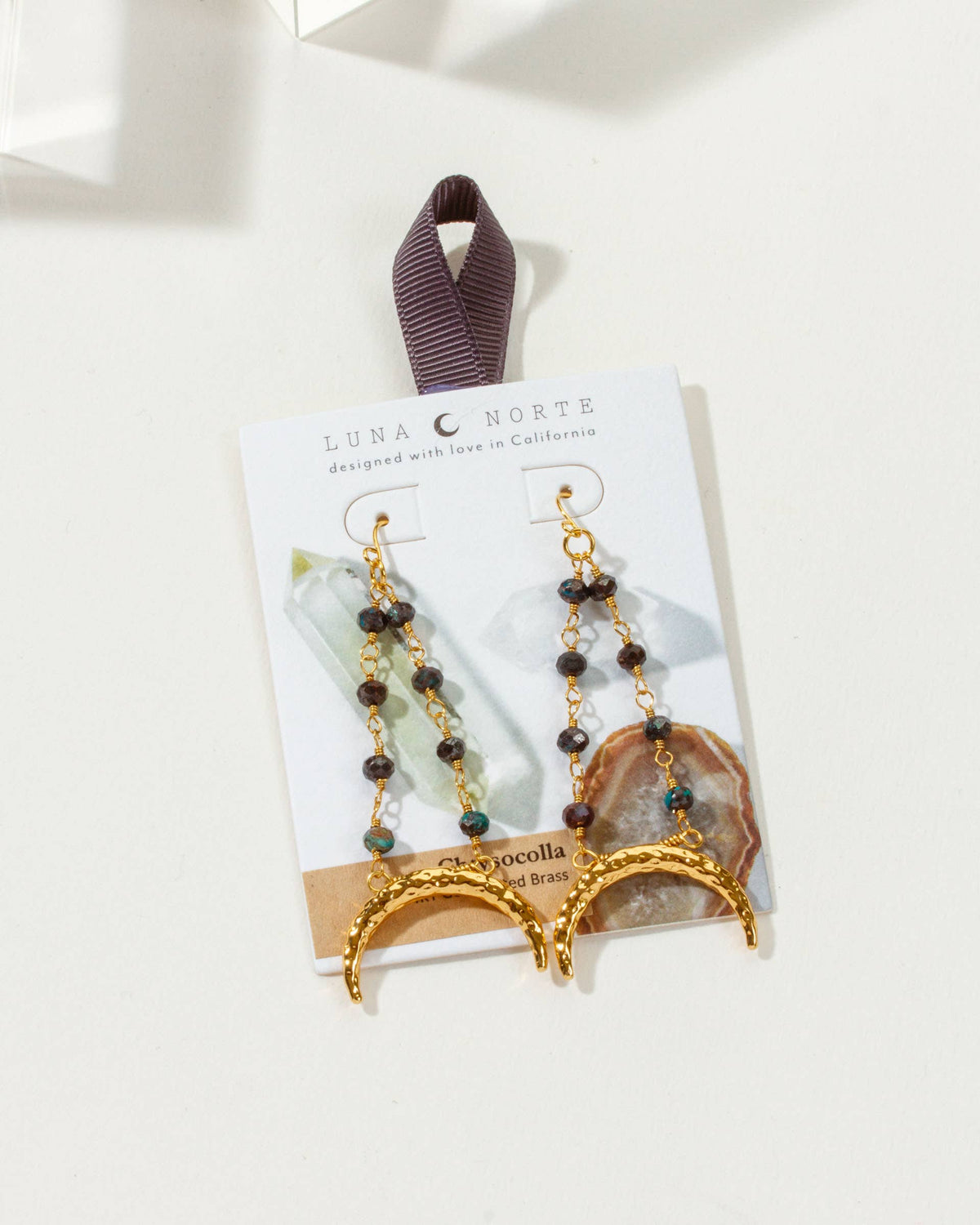 Chrysocolla Gold Moon Drop Earrings