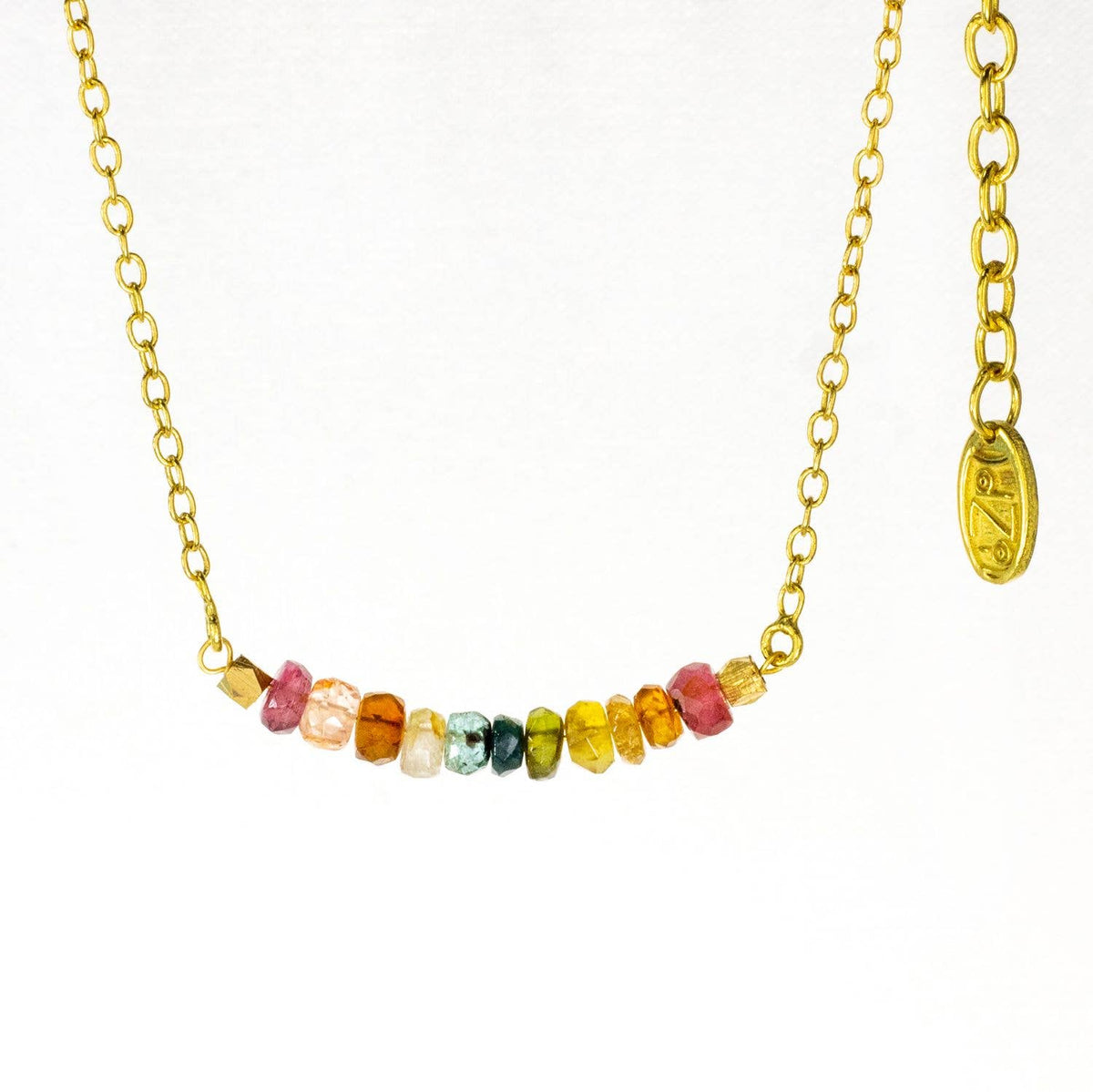 Rainbow Tourmaline Bar Necklace